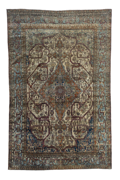 Extremely Fine Antique Silk Mohtasham Kashan Rug 6'5