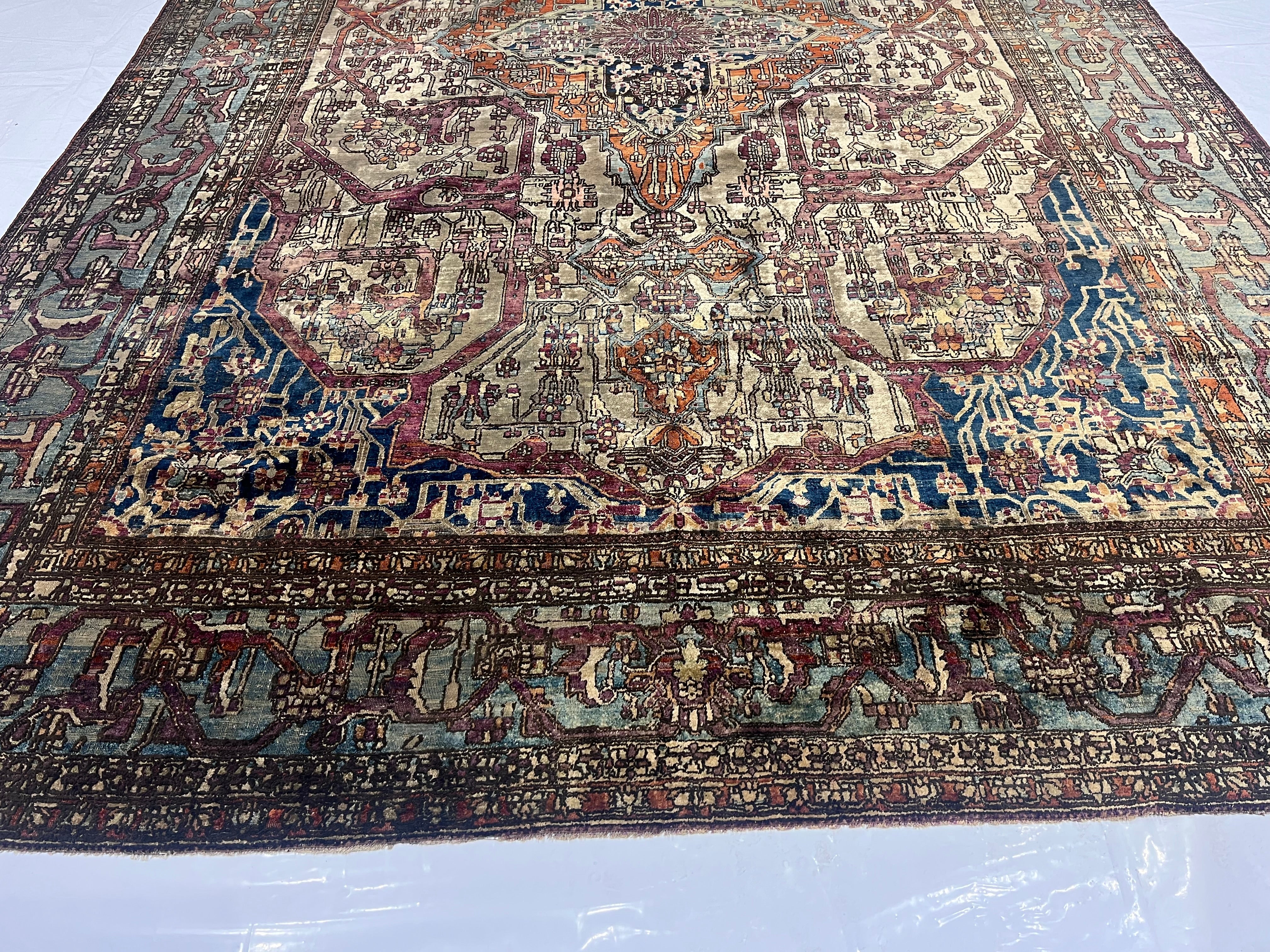 Extremely Fine Antique Silk Mohtasham Kashan Rug 6'5" x 10' 0"
