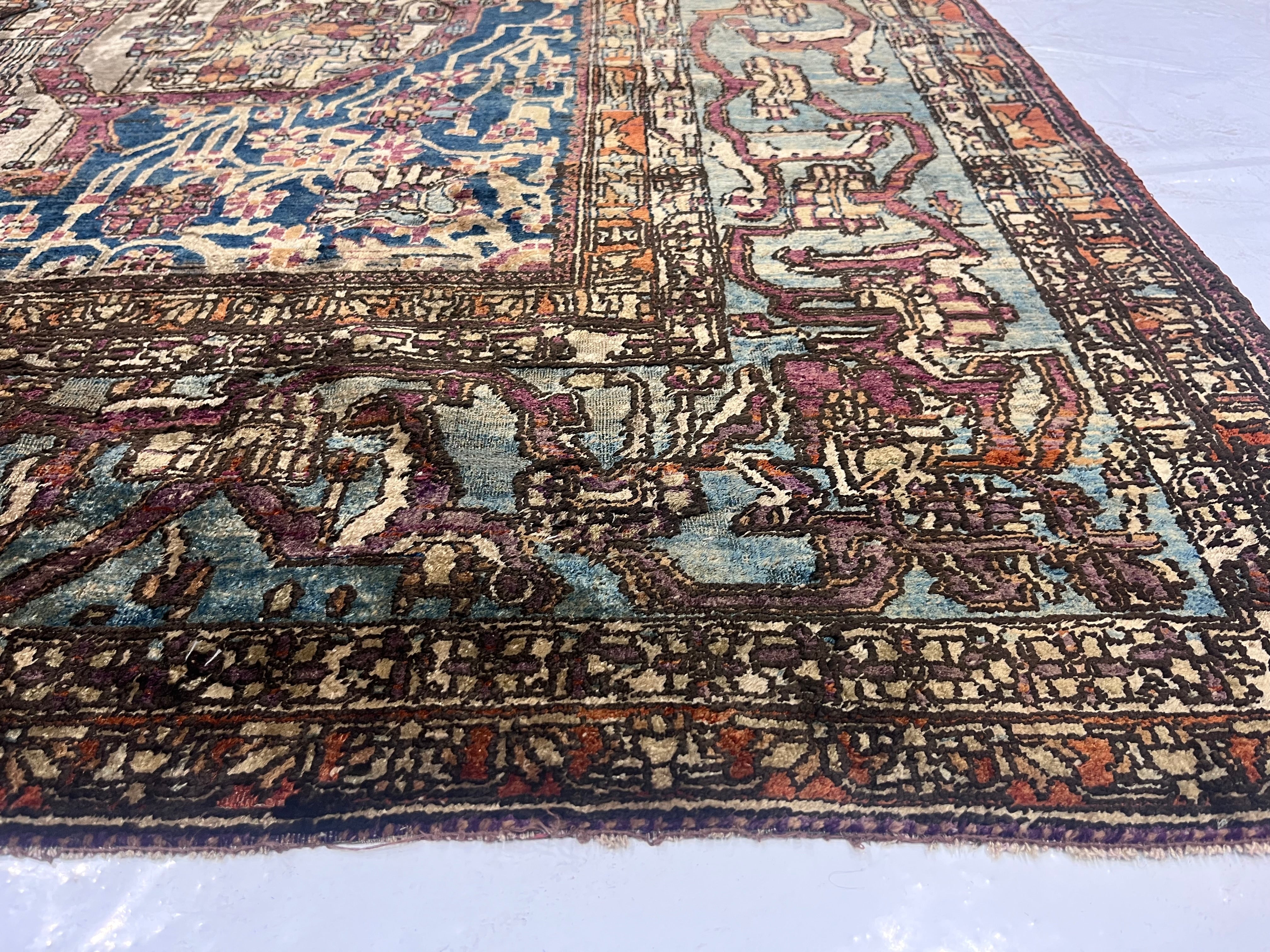 Extremely Fine Antique Silk Mohtasham Kashan Rug 6'5" x 10' 0"