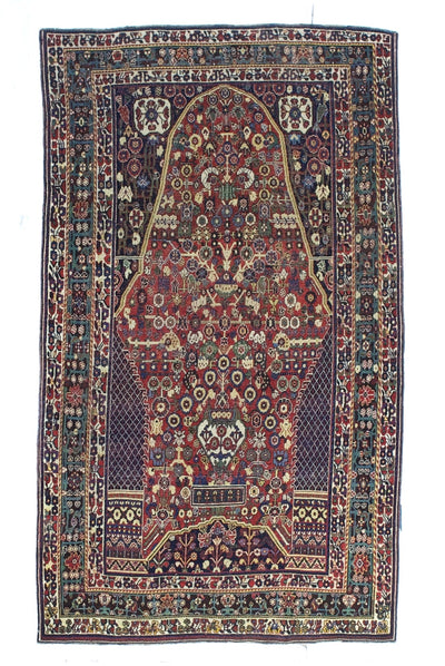 Fine Antique Qashqai Tribal Wool Rug 4'9
