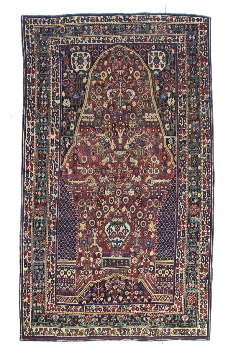 Fine Antique Qashqai Tribal Wool Rug 4'9