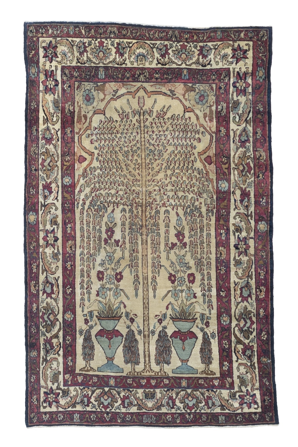 Fine Antique Persian Lavar Kerman Rug 4'1" x 6' 8"