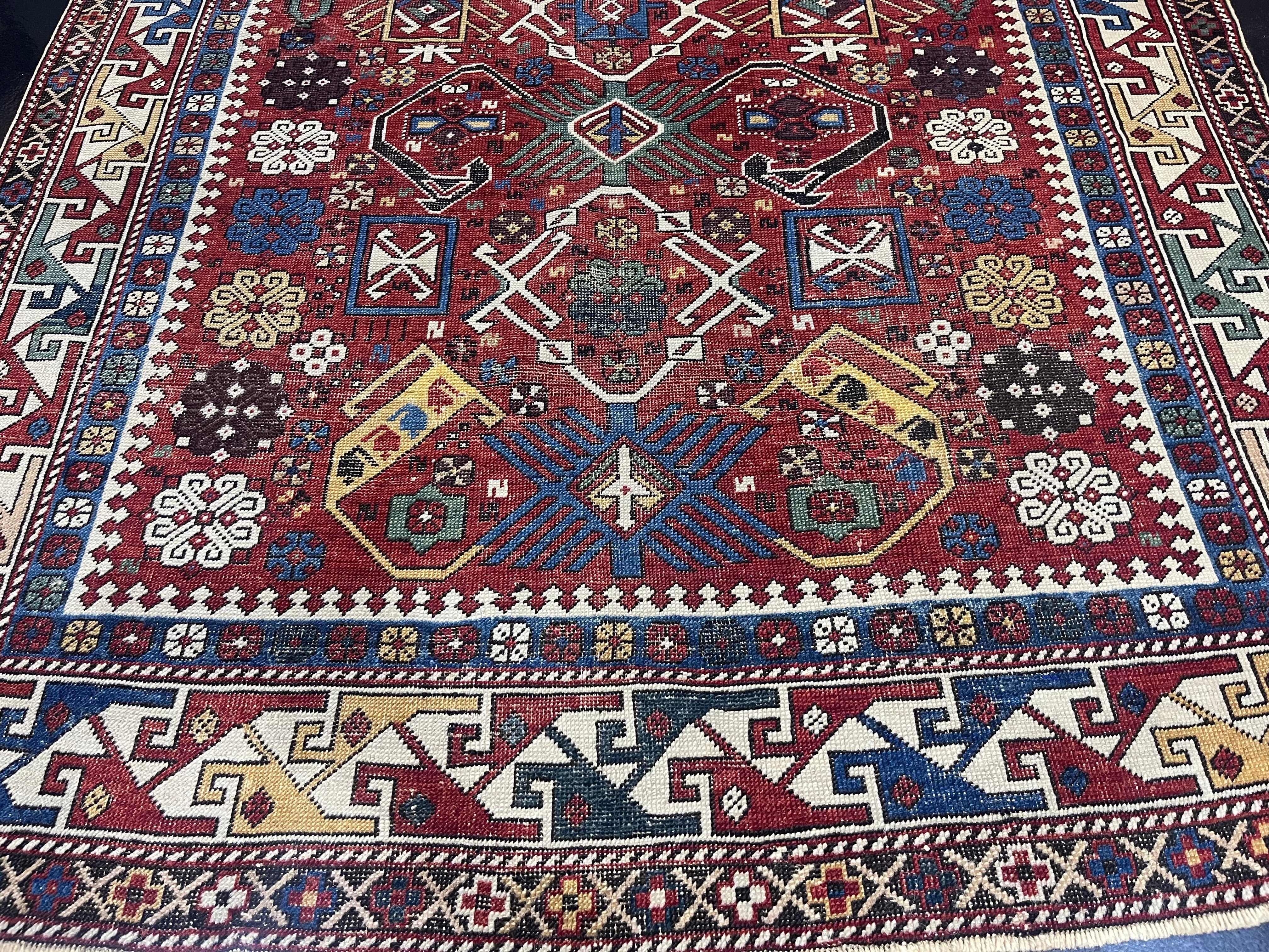 Fine Antique Caucasian Kuba Bijov Wool Rug 3' 11'' x 6' 1''