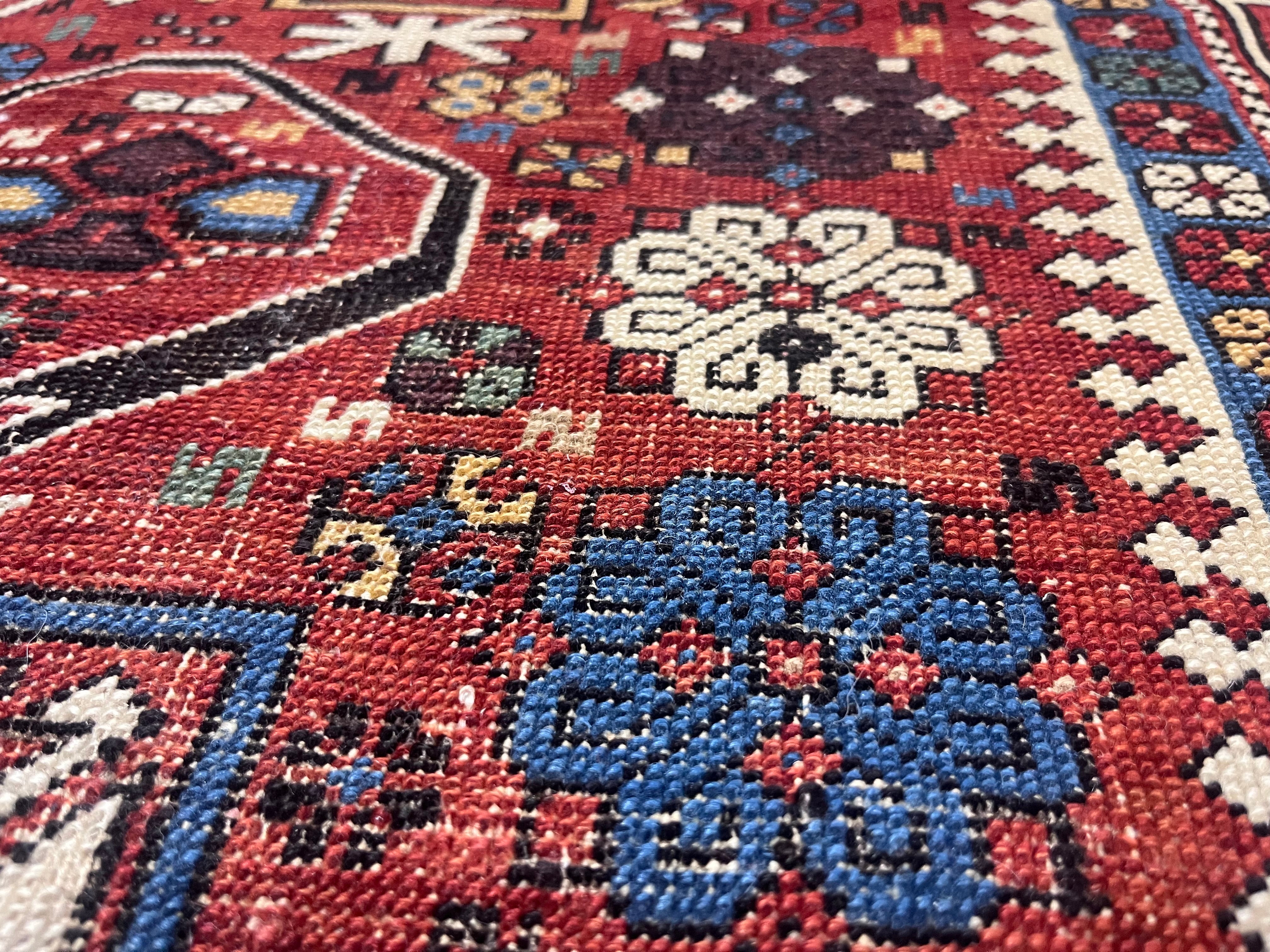 Fine Antique Caucasian Kuba Bijov Wool Rug 3' 11'' x 6' 1''