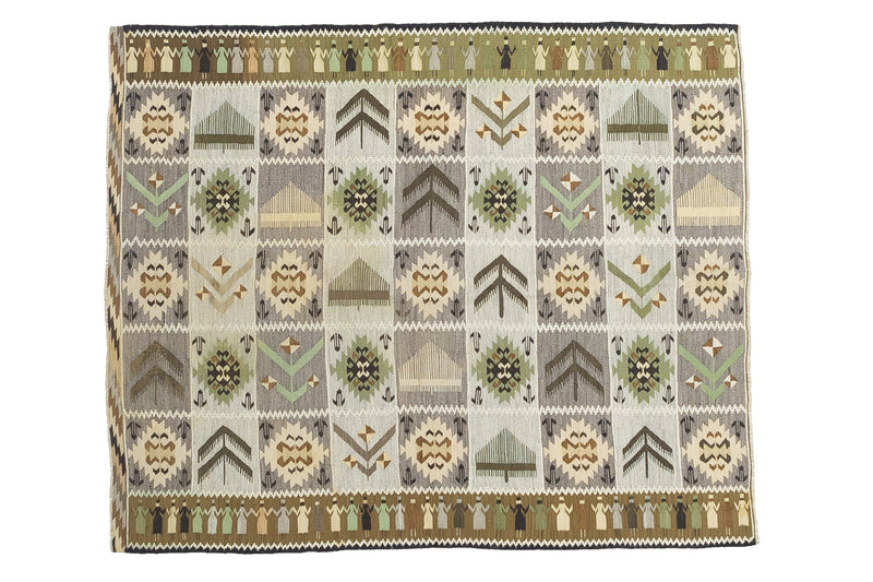 Fine Vintage Swedish Kilim Wool Rug 5'1