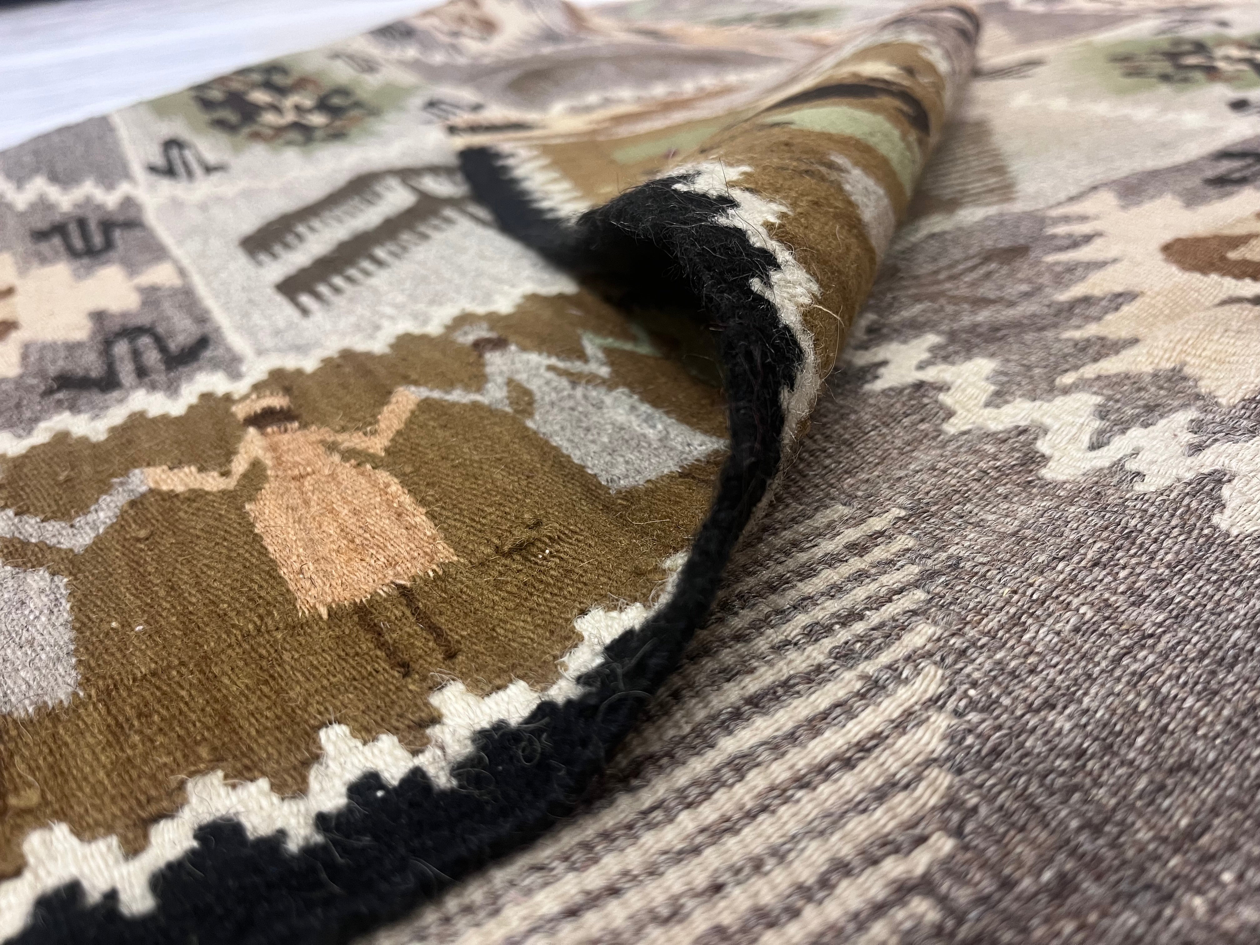 Fine Vintage Swedish Kilim Wool Rug 5'1" x 6' 2"