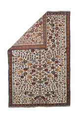 Extremely Fine and Rare Antique  Qashqai Tribal Wool Rug 4' 2'' x 6' 8''