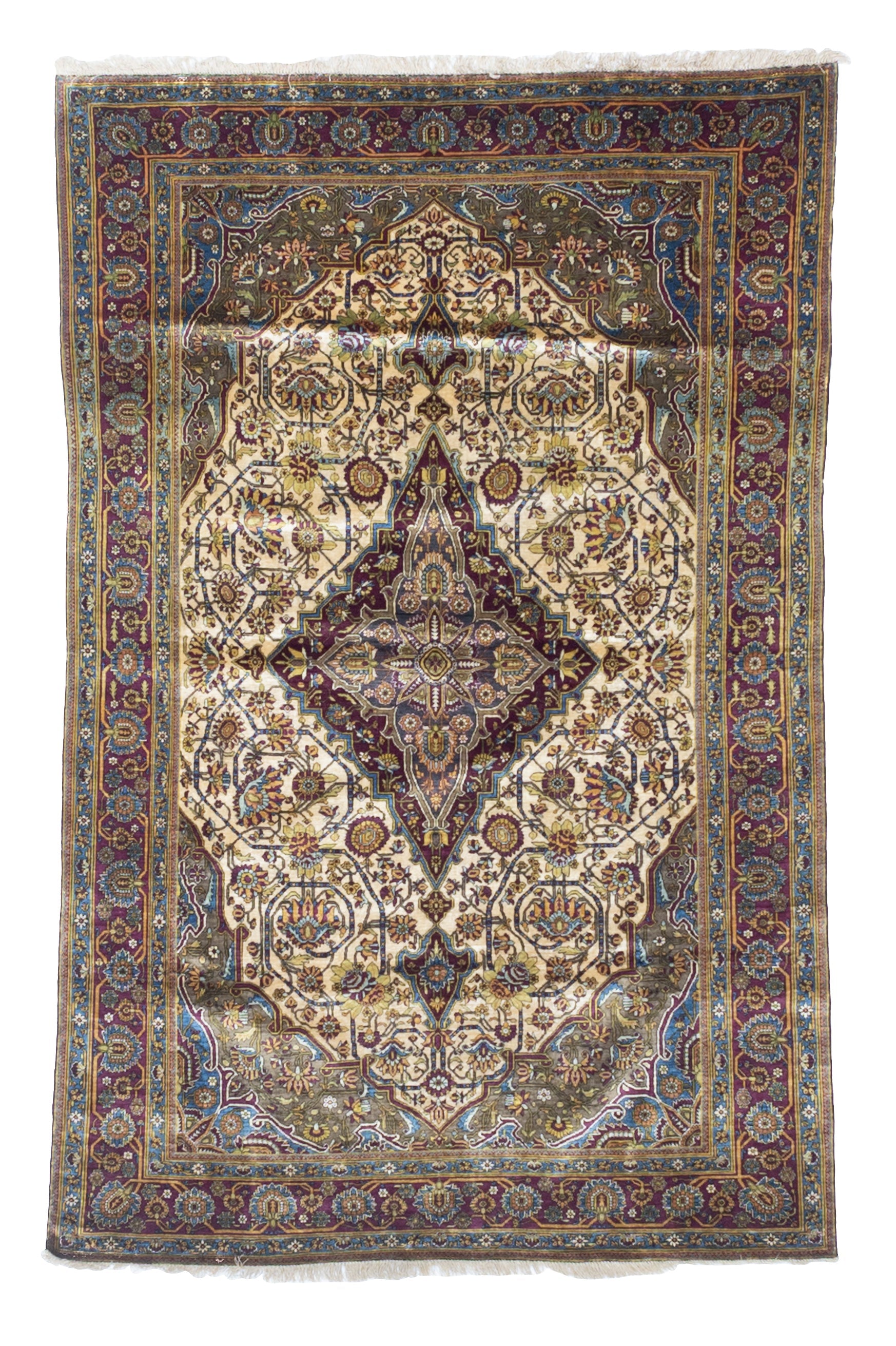 Extremely Fine and Rare Antique Silk Rug 4'2" x 6' 7"