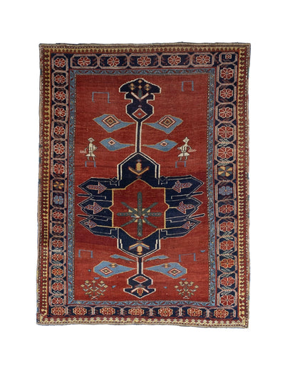 Fine Antique Caucasian Kazak Wool Rug 4'3