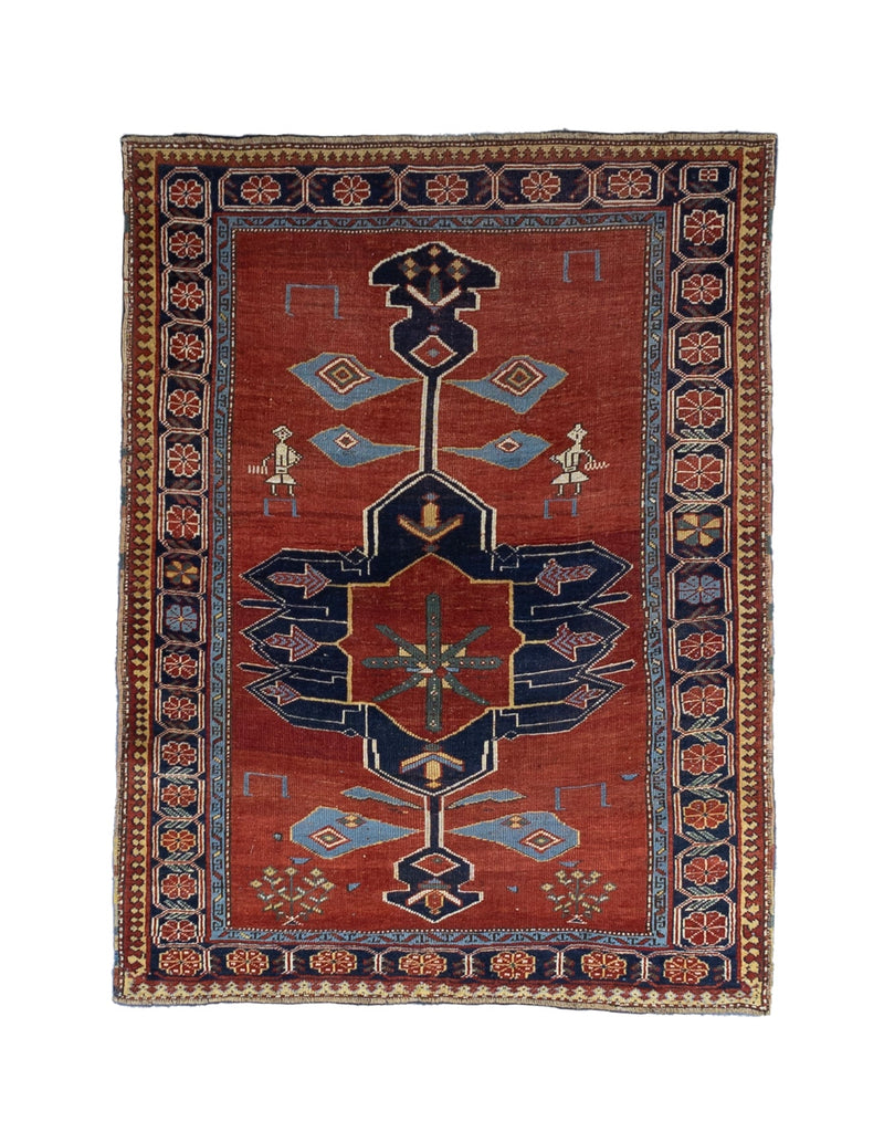 Fine Antique Caucasian Kazak Wool Rug 4'3