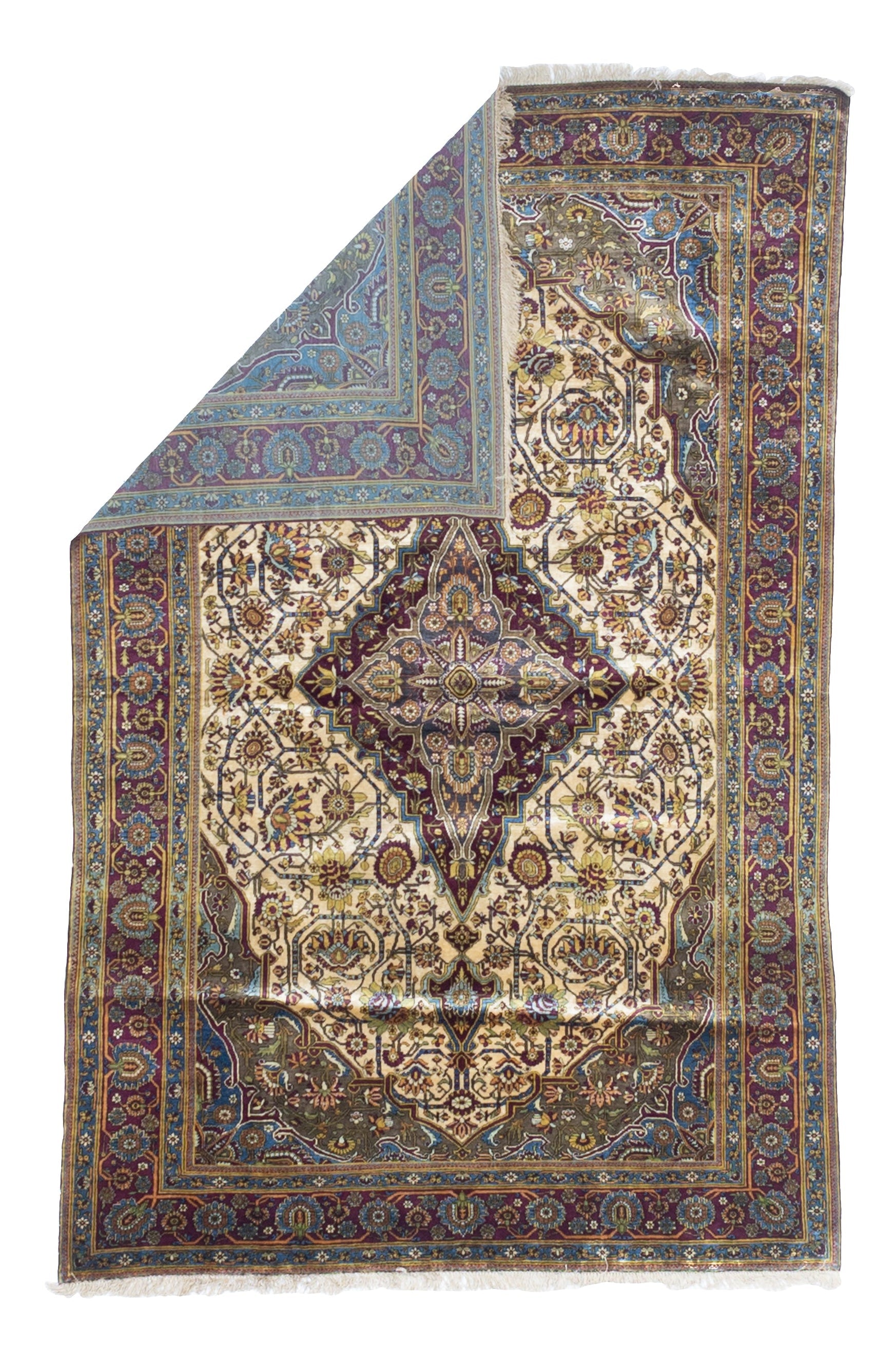 Extremely Fine and Rare Antique Silk Rug 4'2" x 6' 7"