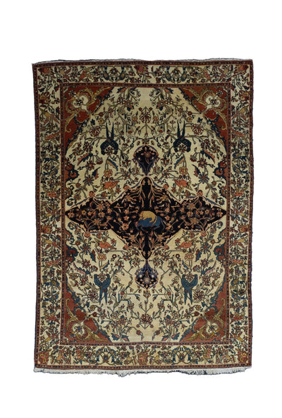 Fine Antique  Farahan Sarouk Wool Rug 4'5