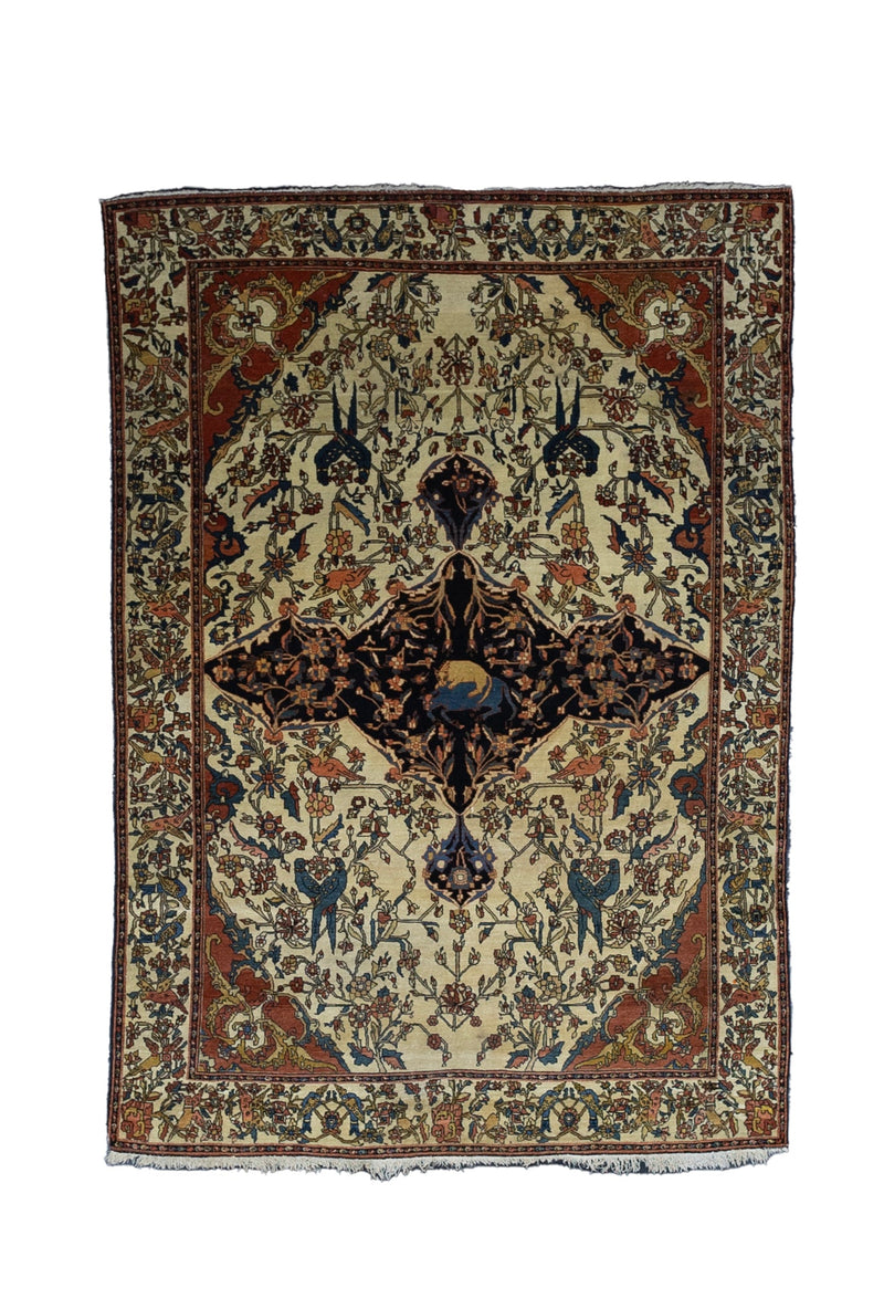 Fine Antique  Farahan Sarouk Wool Rug 4'5