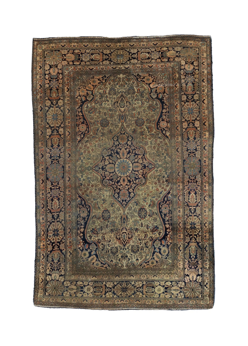 Fine Antique  Mohtasham Kashan Wool Rug 4'3