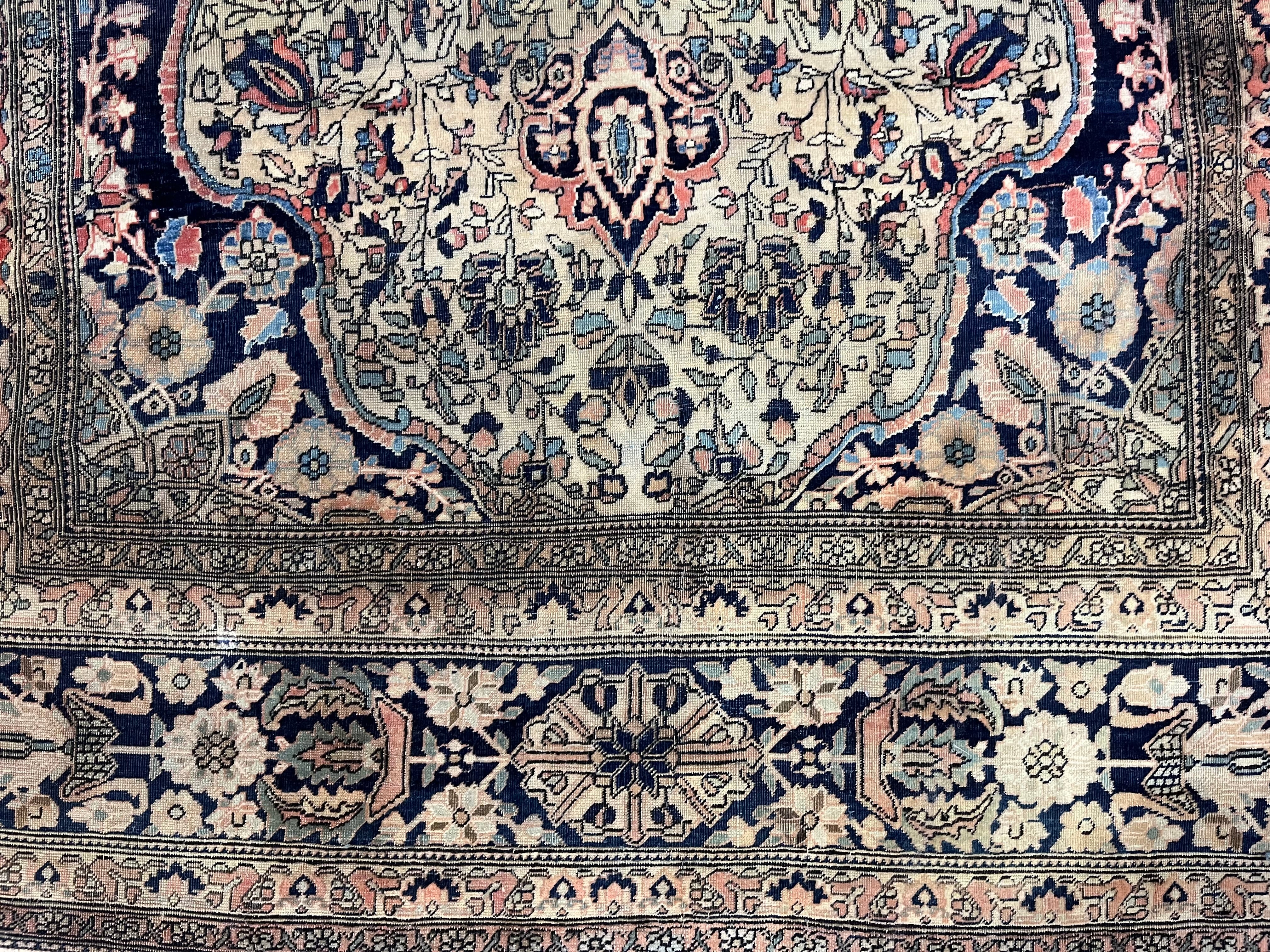 Fine Antique  Mohtasham Kashan Wool Rug 4'3" x 6' 9"