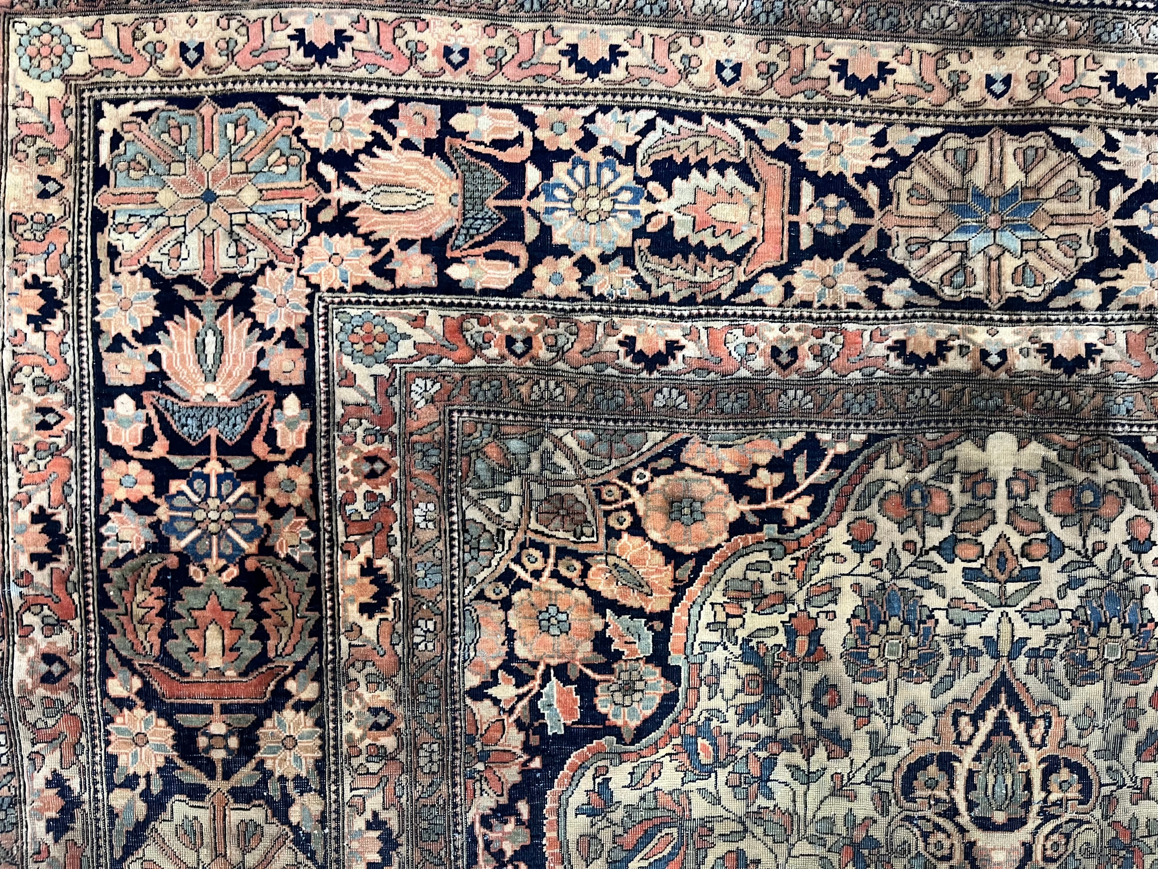 Fine Antique  Mohtasham Kashan Wool Rug 4'3" x 6' 9"