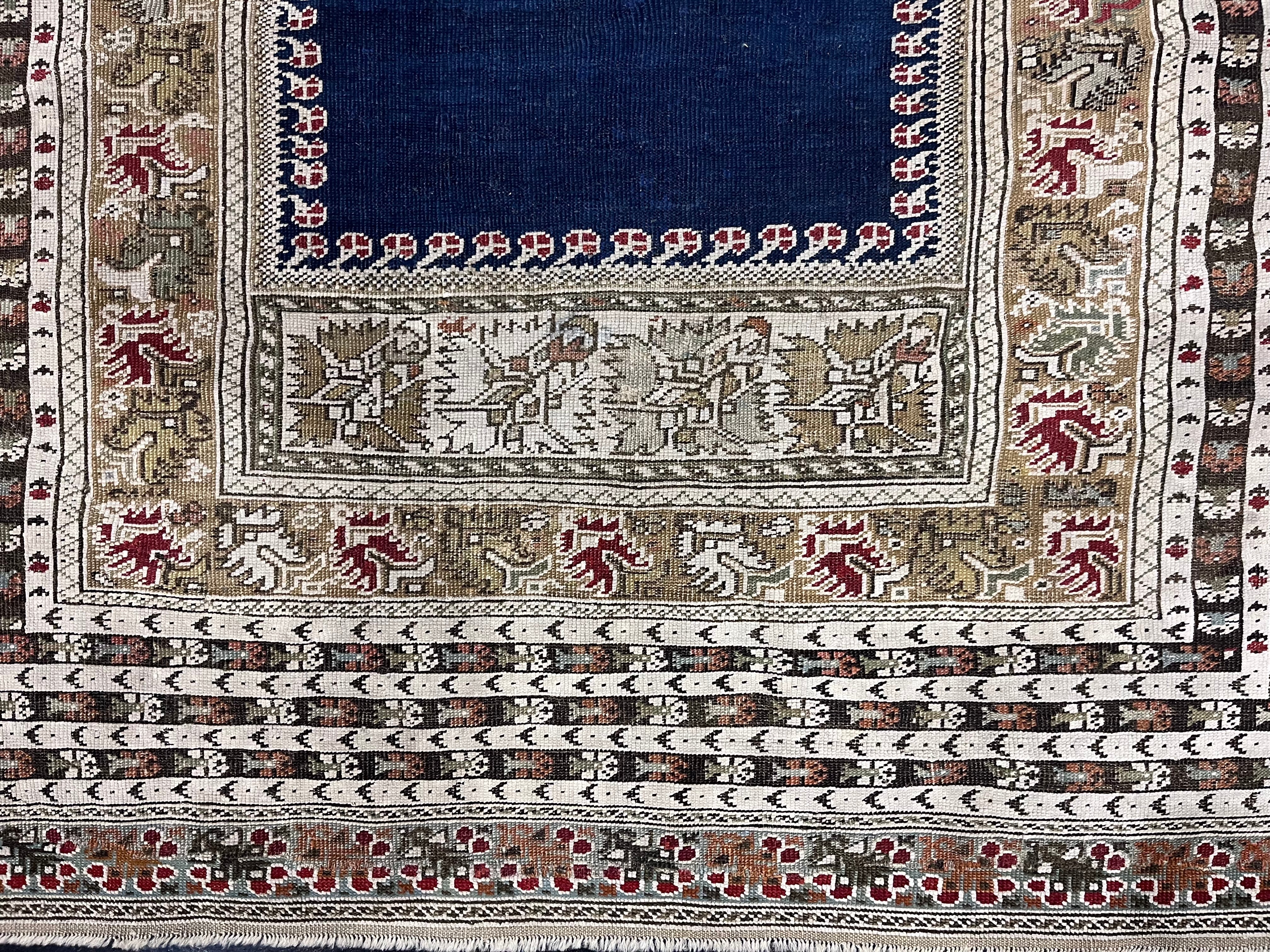 Fine Antique Turkish Giordez Wool Rug 4'1" x 5' 8"