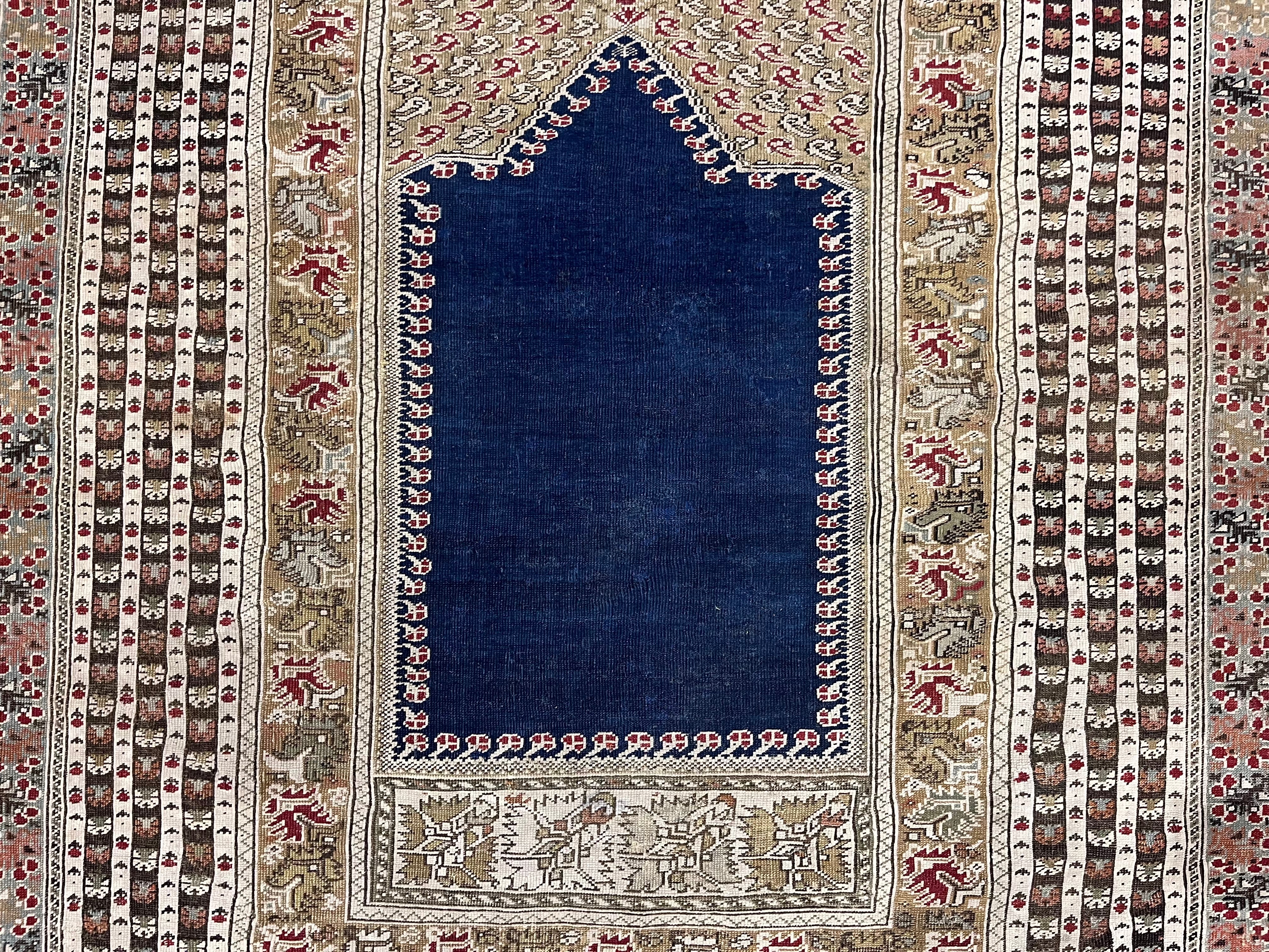 Fine Antique Turkish Giordez Wool Rug 4'1" x 5' 8"