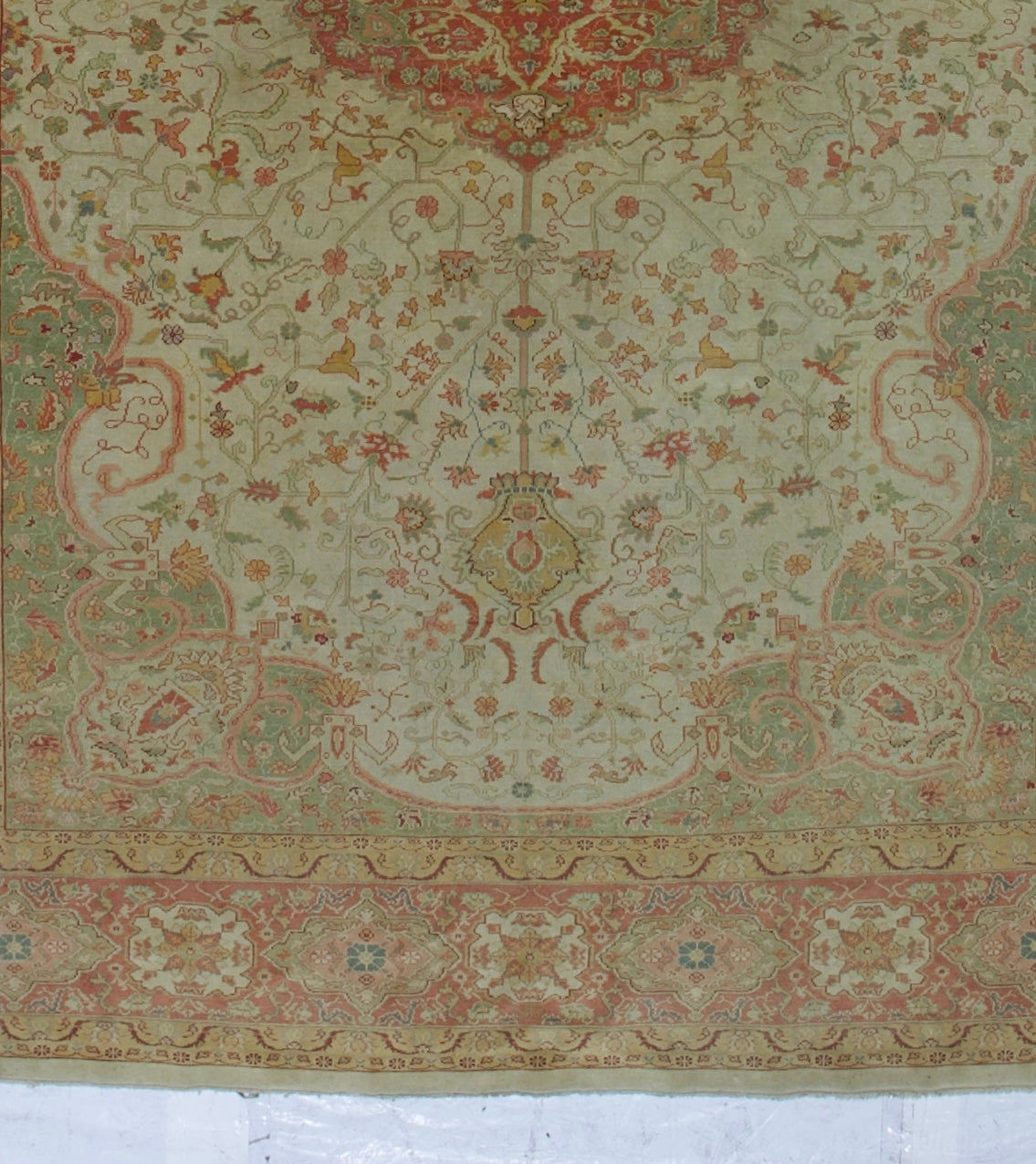 Fine Antique Borlu Oushak Wool Rug 8'7" x 11' 10"