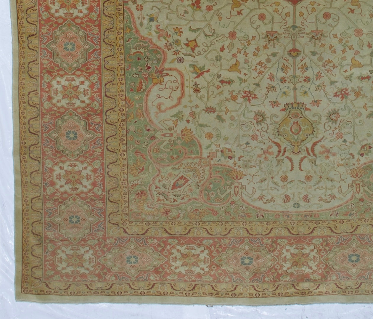 Fine Antique Borlu Oushak Wool Rug 8'7" x 11' 10"