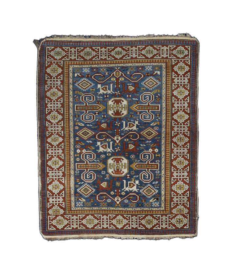 Fine Antique Caucasian Perpedil Wool Rug 2' 10'' x 3' 6''