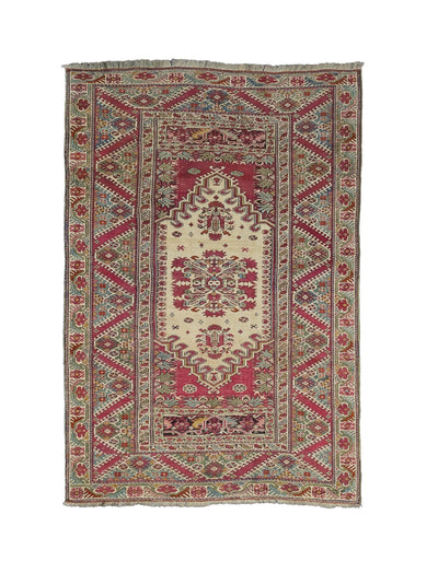 Antique Turkish Giordes Wool Rug 4'1
