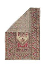 Antique Turkish Giordes Wool Rug 4'1" x 6' 0"