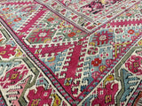 Antique Turkish Giordes Wool Rug 4'1" x 6' 0"