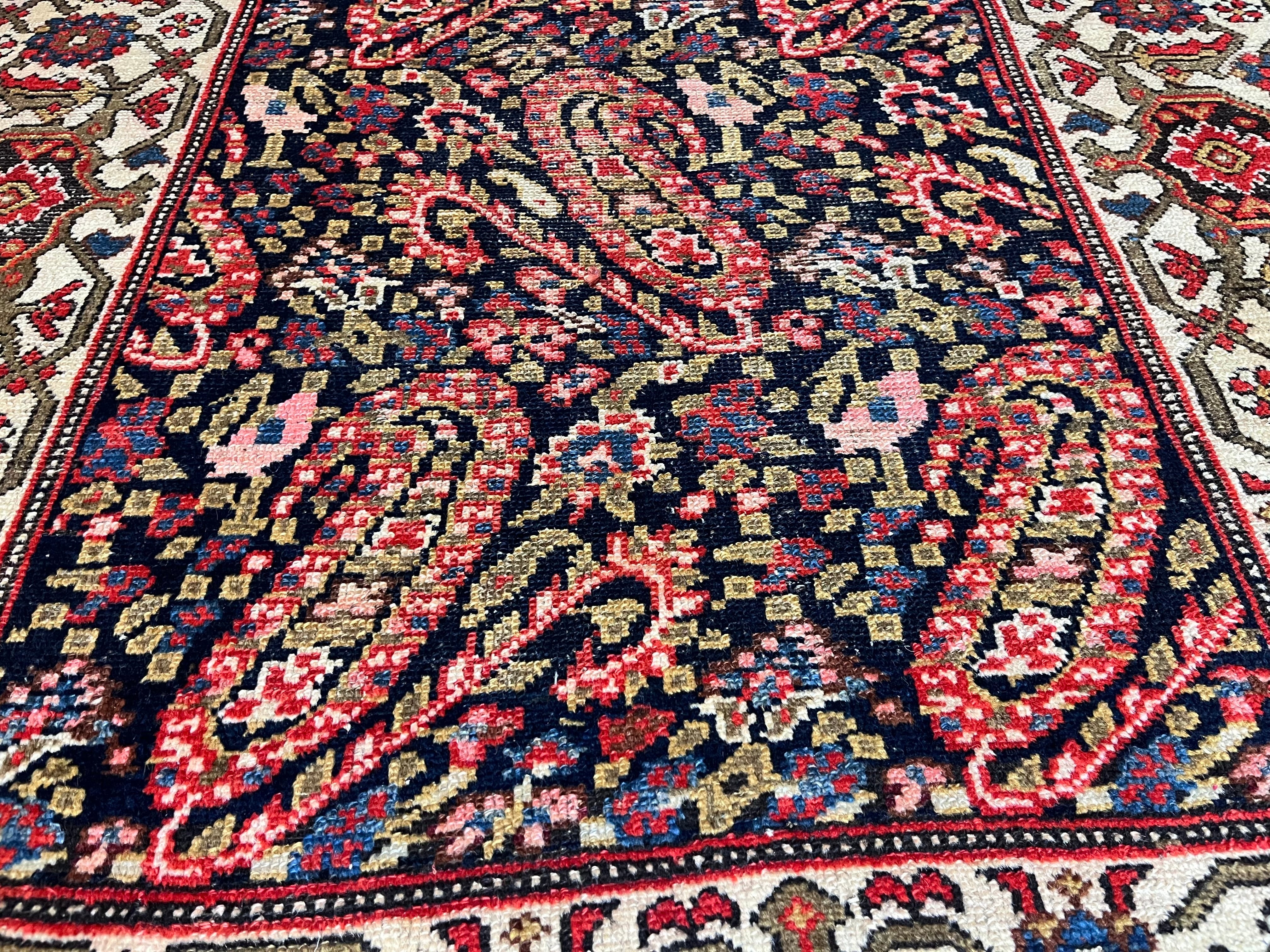 Fine Antique Northwest Wool on Wool Short Rug 3'5" x 8' 8''