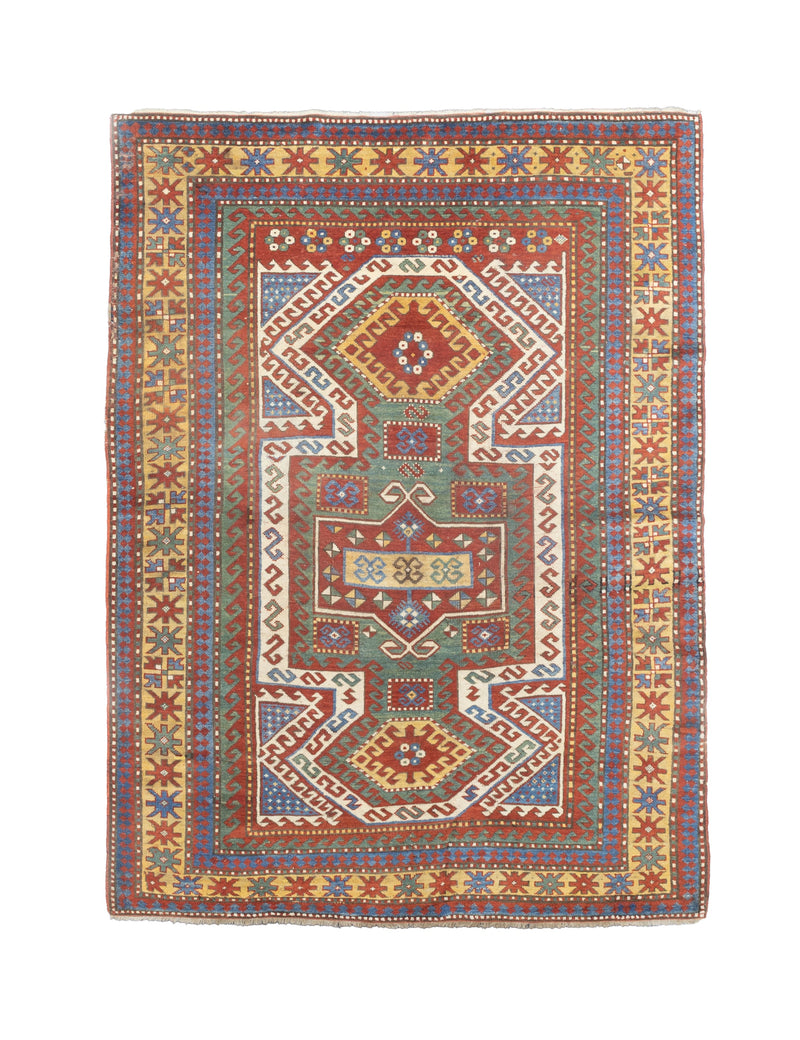 Fine Antique Caucasian Sevan Kazak Rug 5' 5'' x 7' 9''