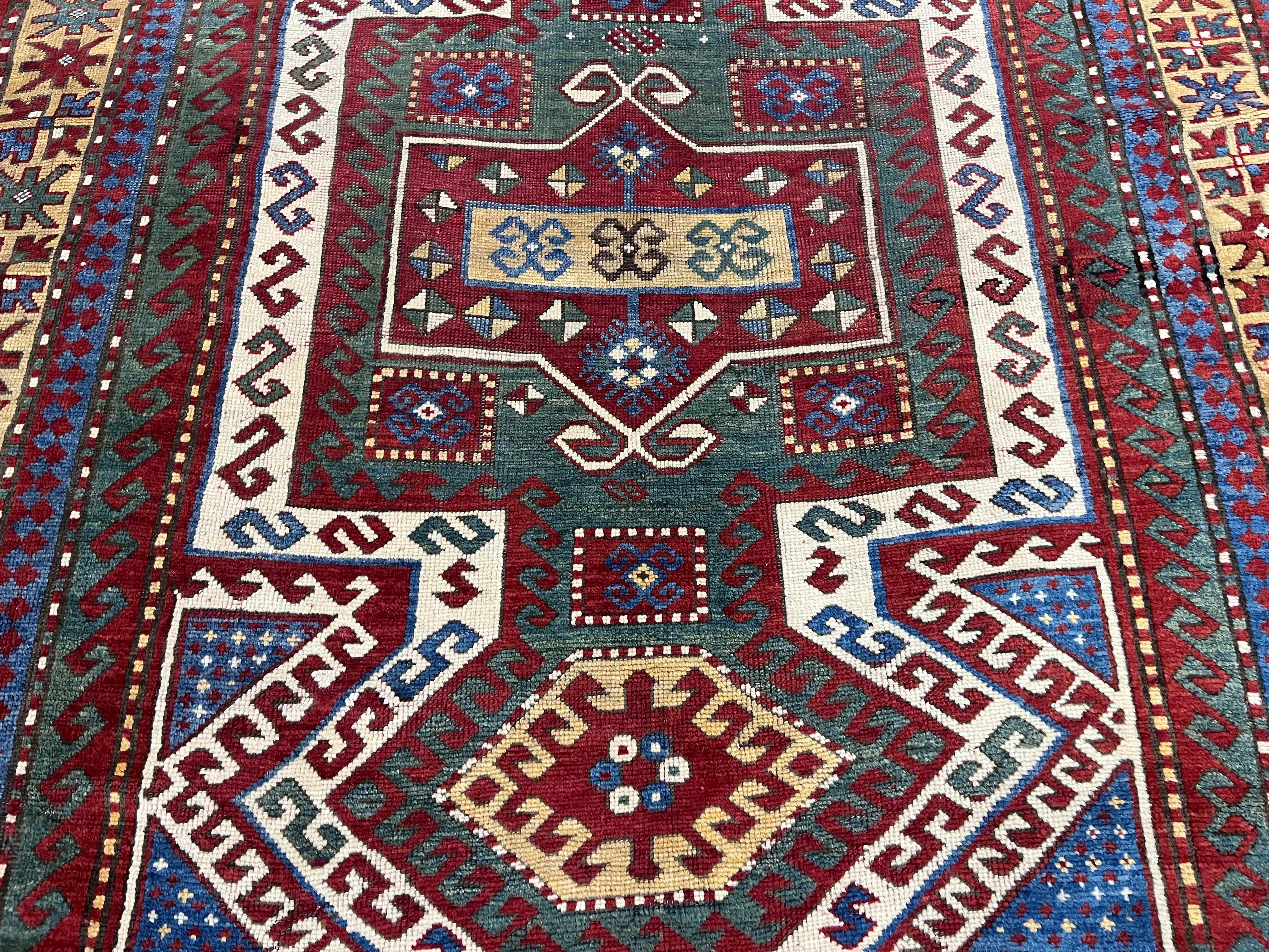 Fine Antique Caucasian Sevan Kazak Rug 5' 5'' x 7' 9''