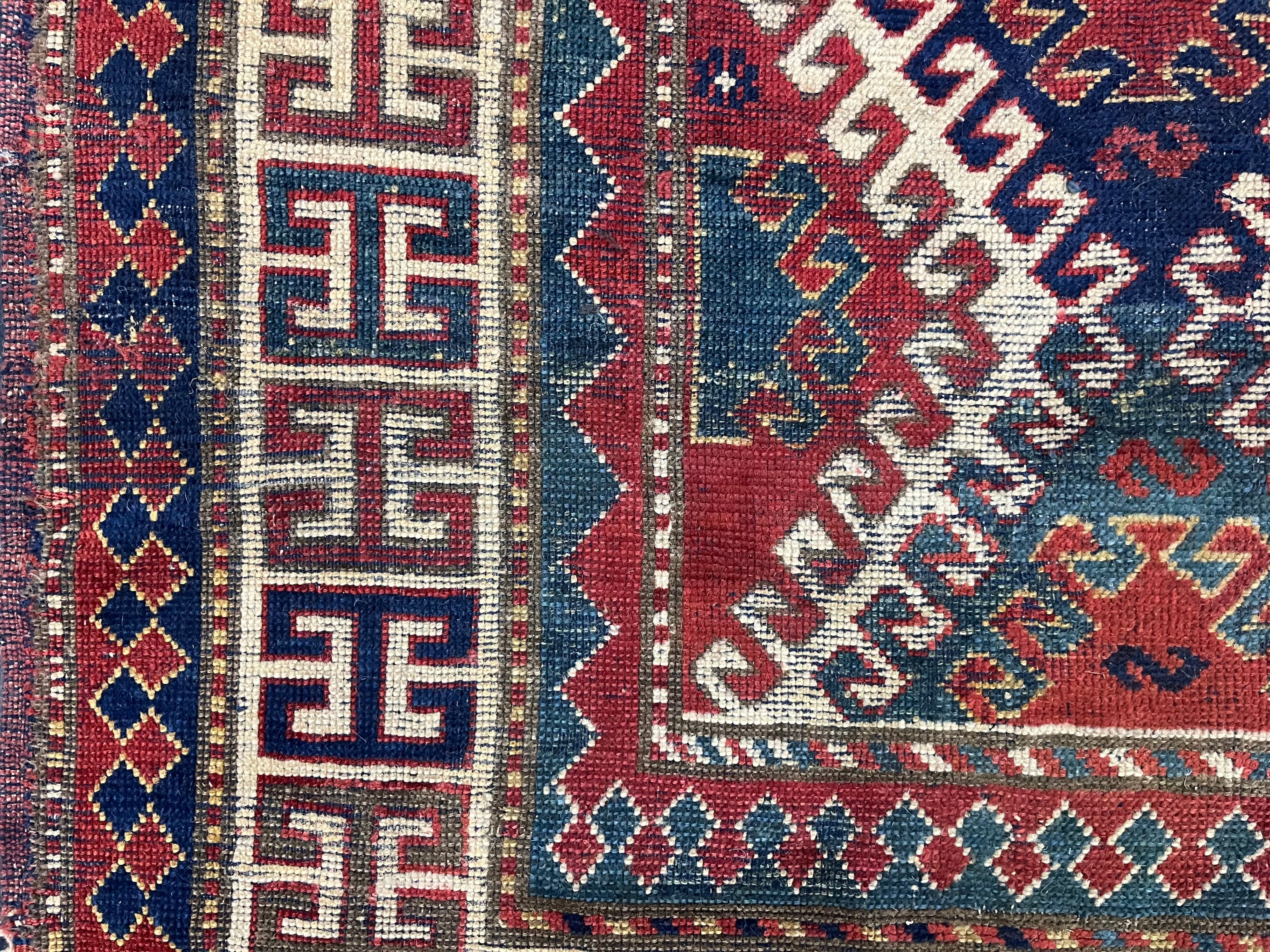 Fine Antique Caucasian Borchelou Kazak Rug 6' 0" x 7' 7''