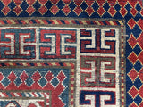 Fine Antique Caucasian Borchelou Kazak Rug 6' 0" x 7' 7''