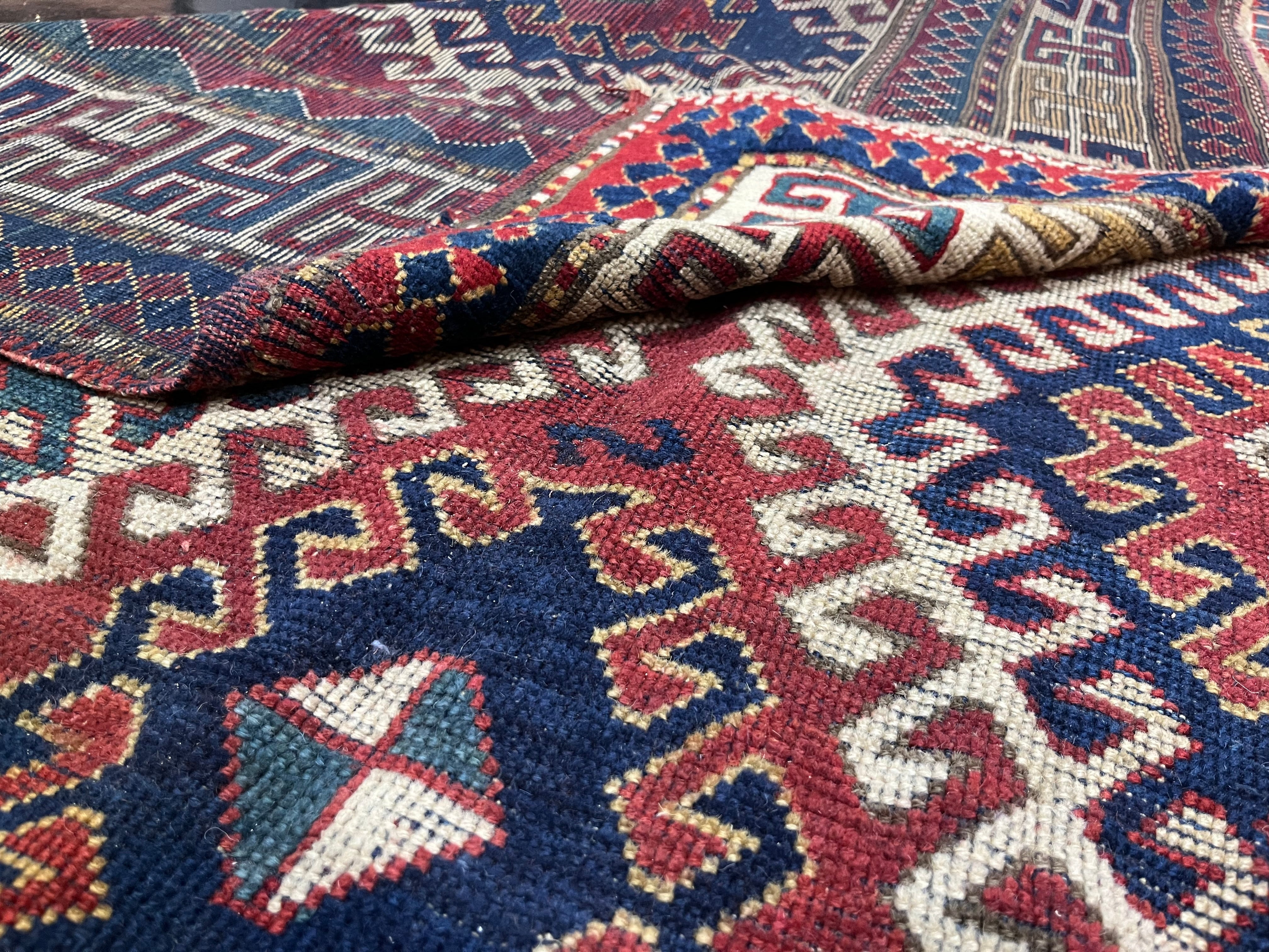 Fine Antique Caucasian Borchelou Kazak Rug 6' 0" x 7' 7''