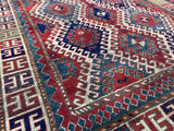 Fine Antique Caucasian Borchelou Kazak Rug 6' 0" x 7' 7''