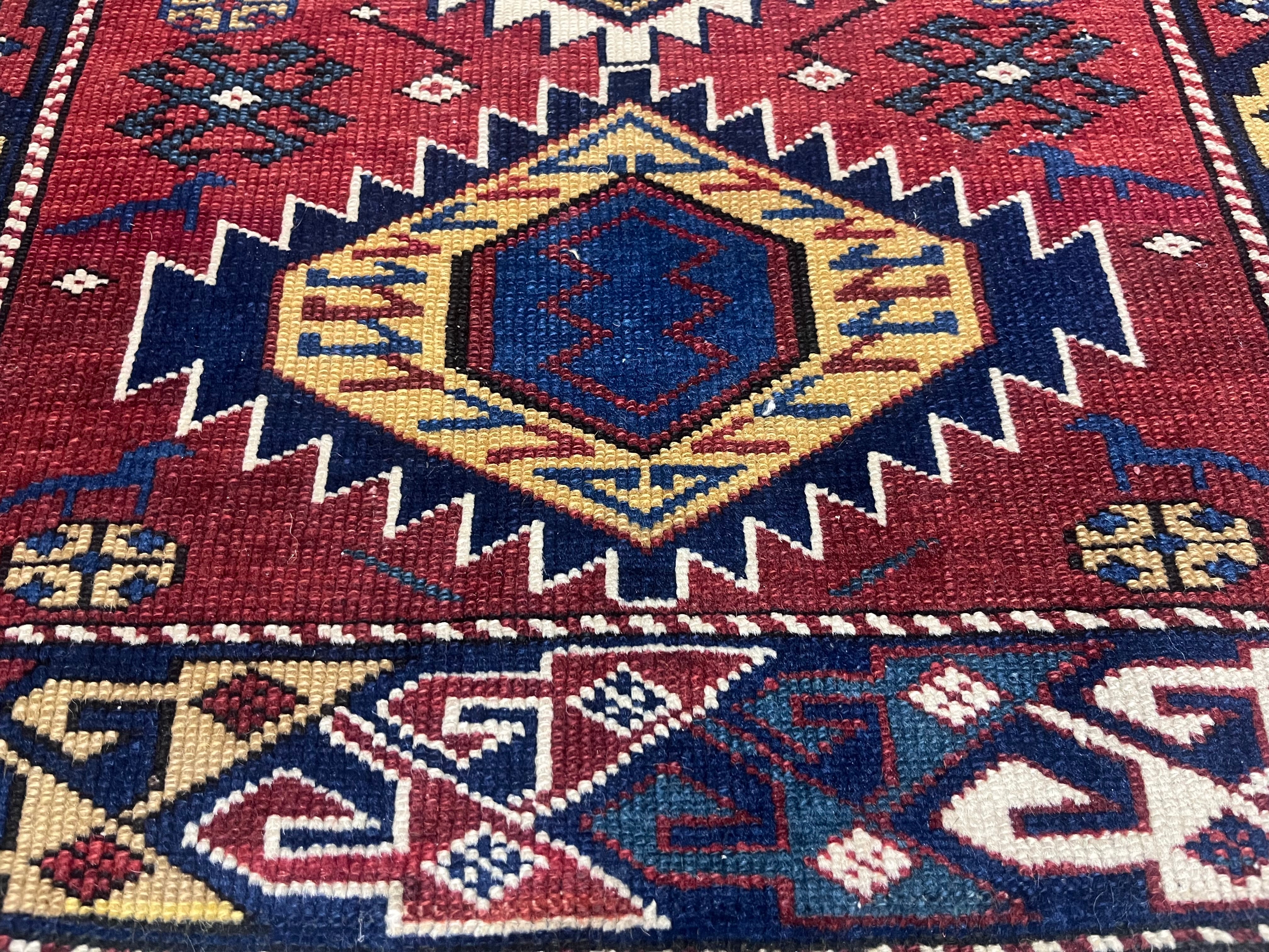 Fine Antique Caucasian Kuba Wool Rug 2' 3'' x 3' 3''