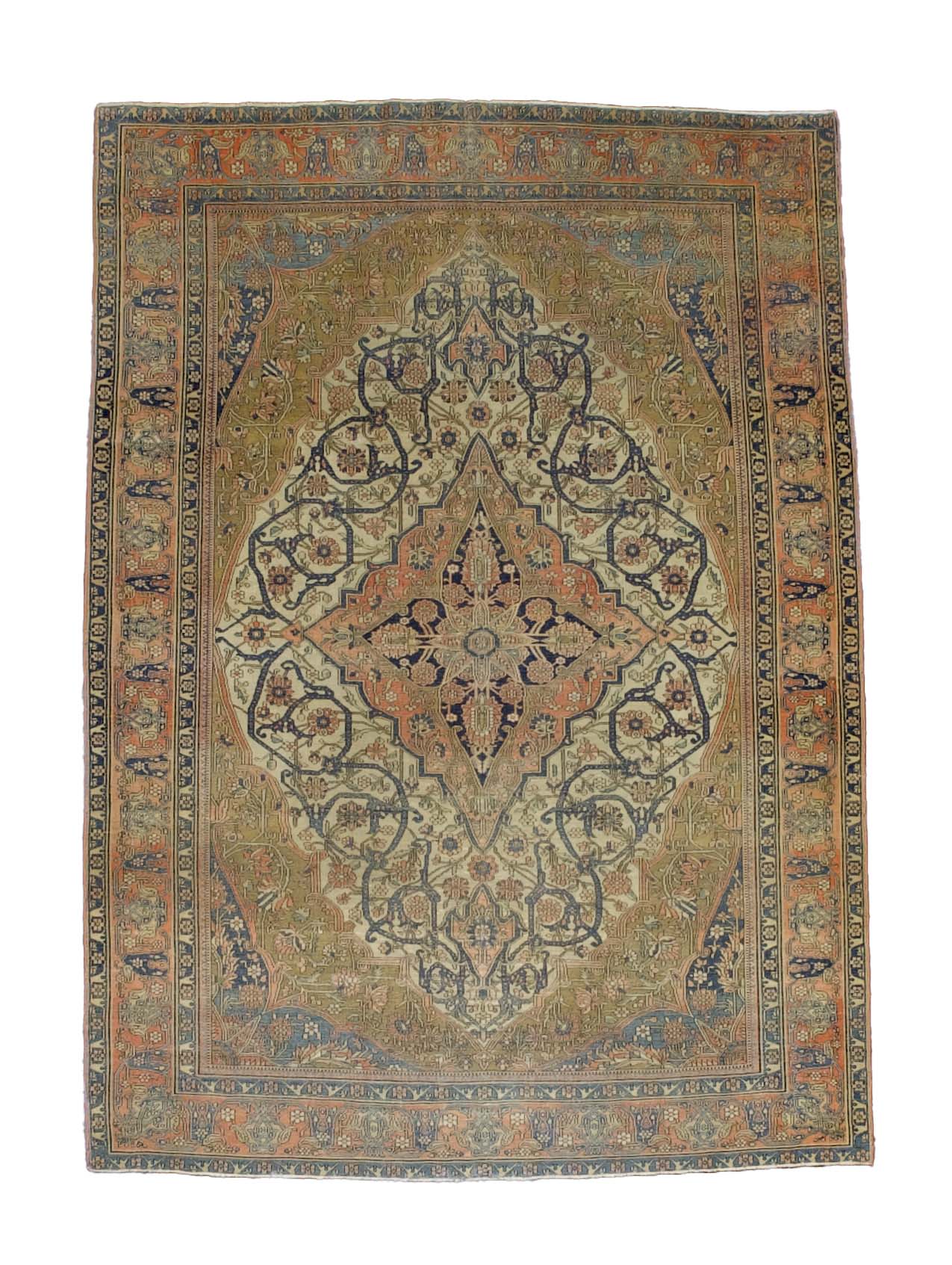 Fine Antique Mohtasham Kashan Rug 4' 7'' x 6' 5''