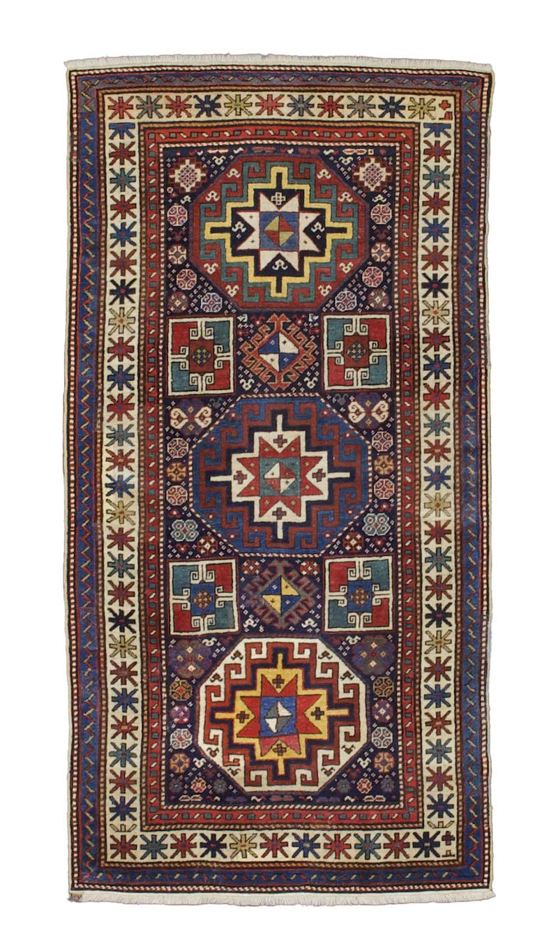 Antique Caucasian Kazak Rug 3' 3'' x 6' 5''