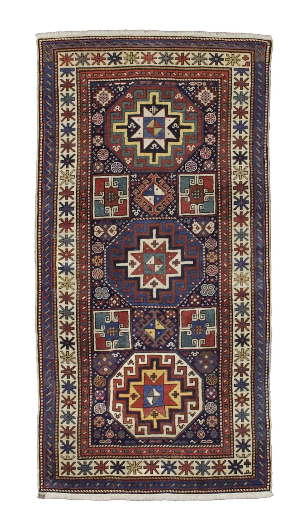 Antique Caucasian Kazak Rug 3' 3'' x 6' 5''