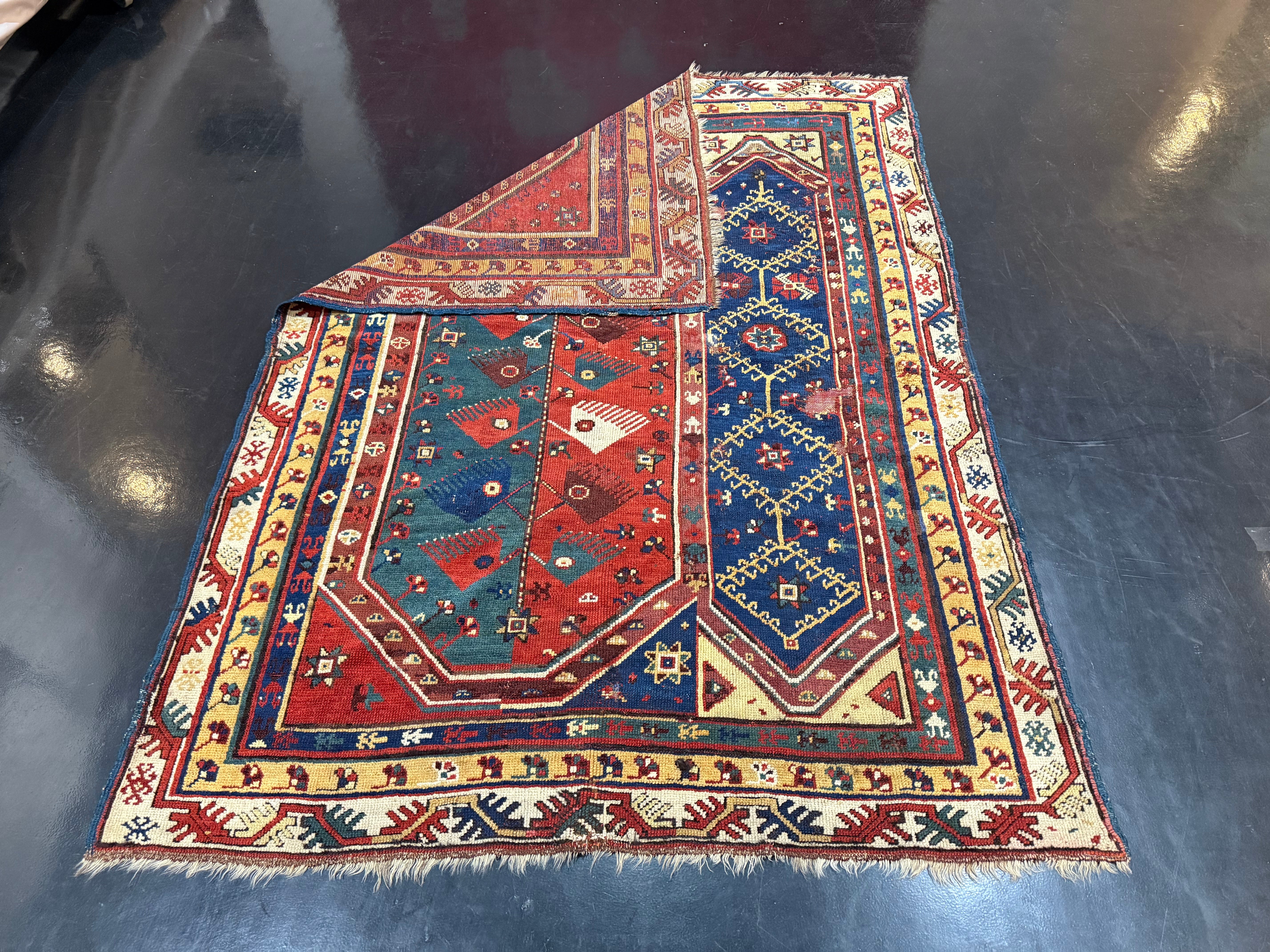 Fine Early Turkish Makri Wool Rug 4' 6" x 5' 0''