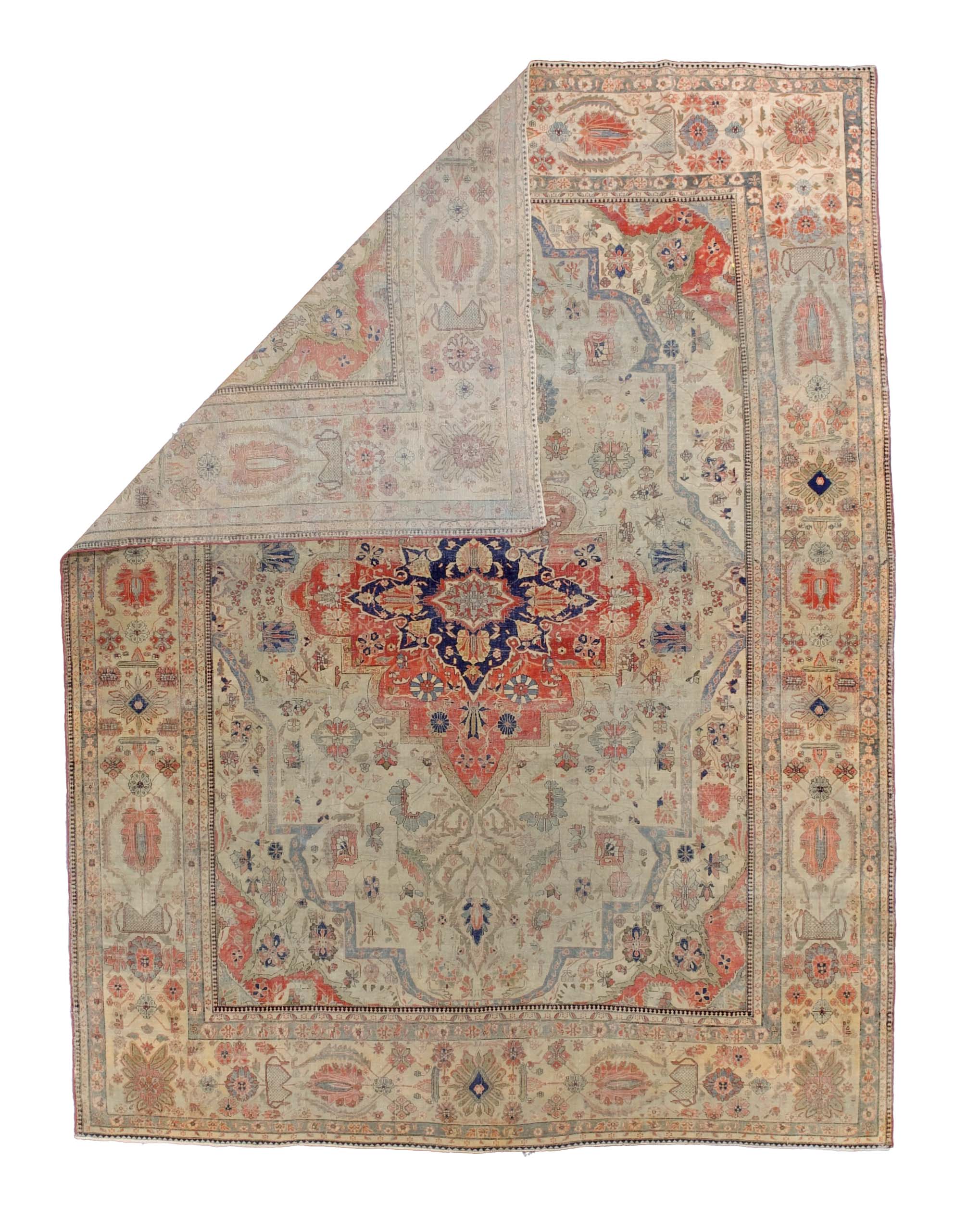 Antique Mohtasham Kashan Rug 7'8" x 10'10"