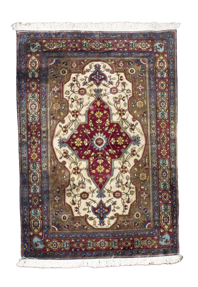 Extremely Fine and Rare Antique Silk  Rug 3' 6'' x 5' 1''