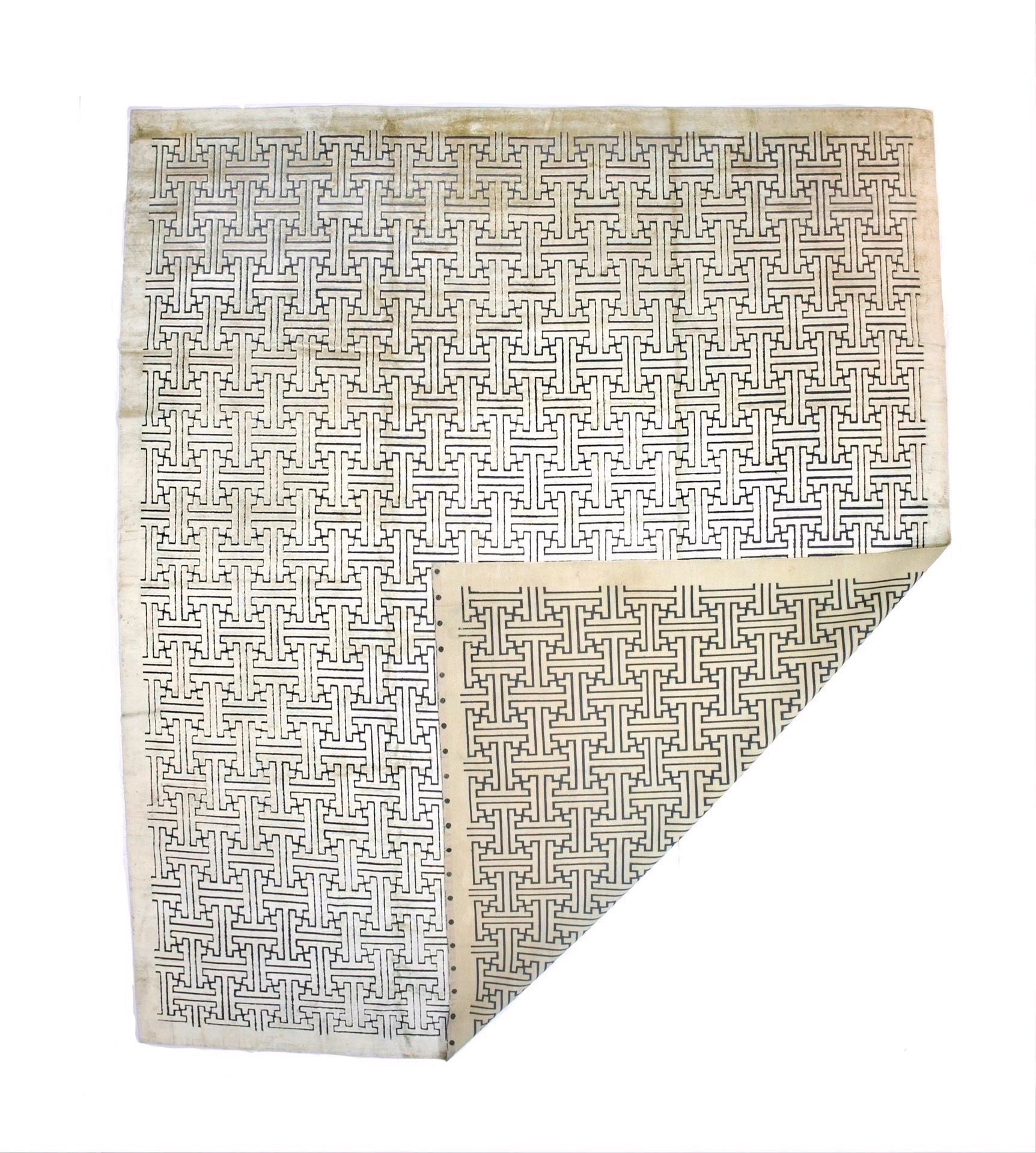 Vintage Tibetan Decorative Wool and Silk Rug 12' 9'' x 14' 9''