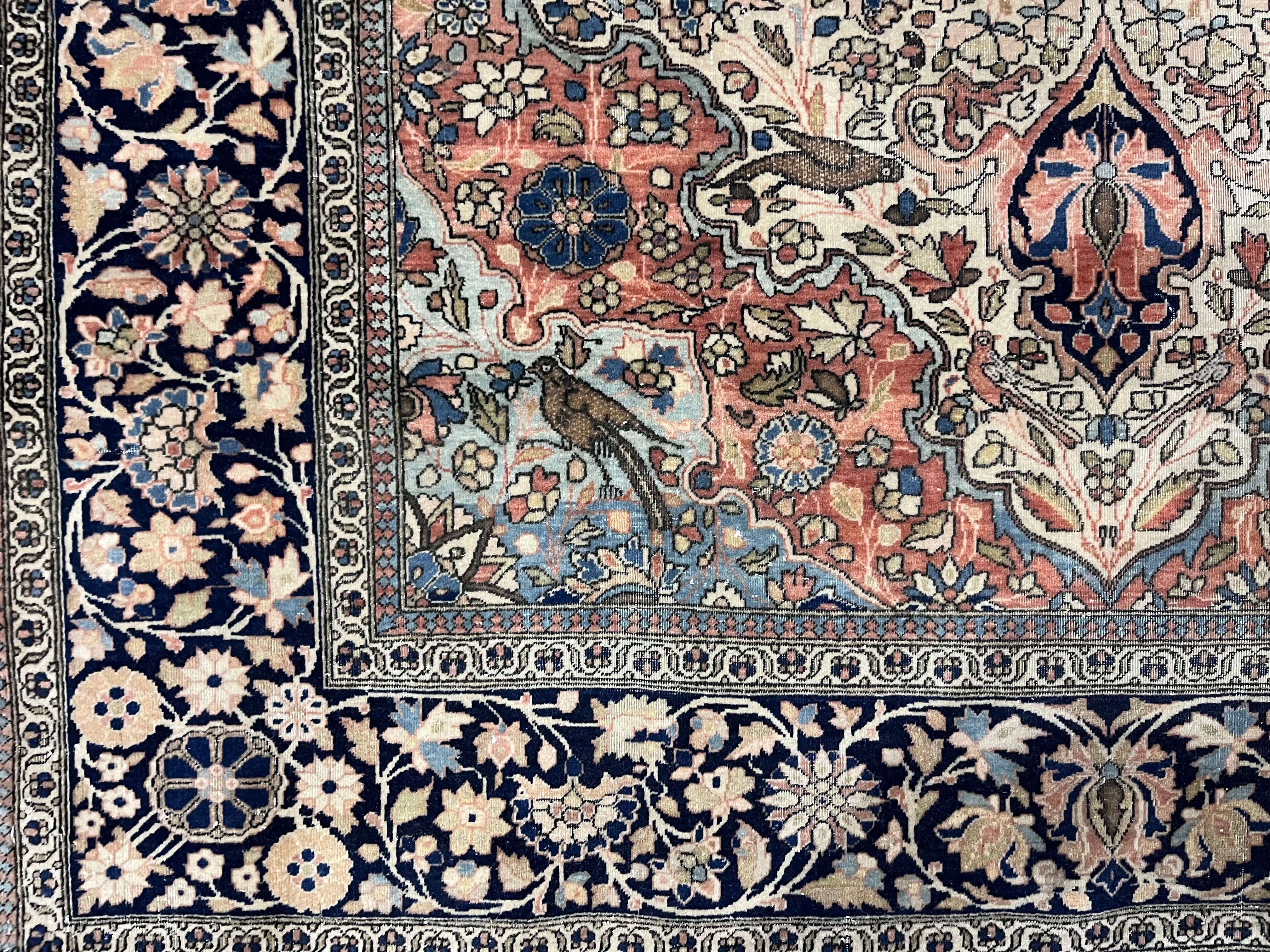 Fine Antique Persian Mohtasham Kashan Wool Rug 4' 3" x 6' 7"