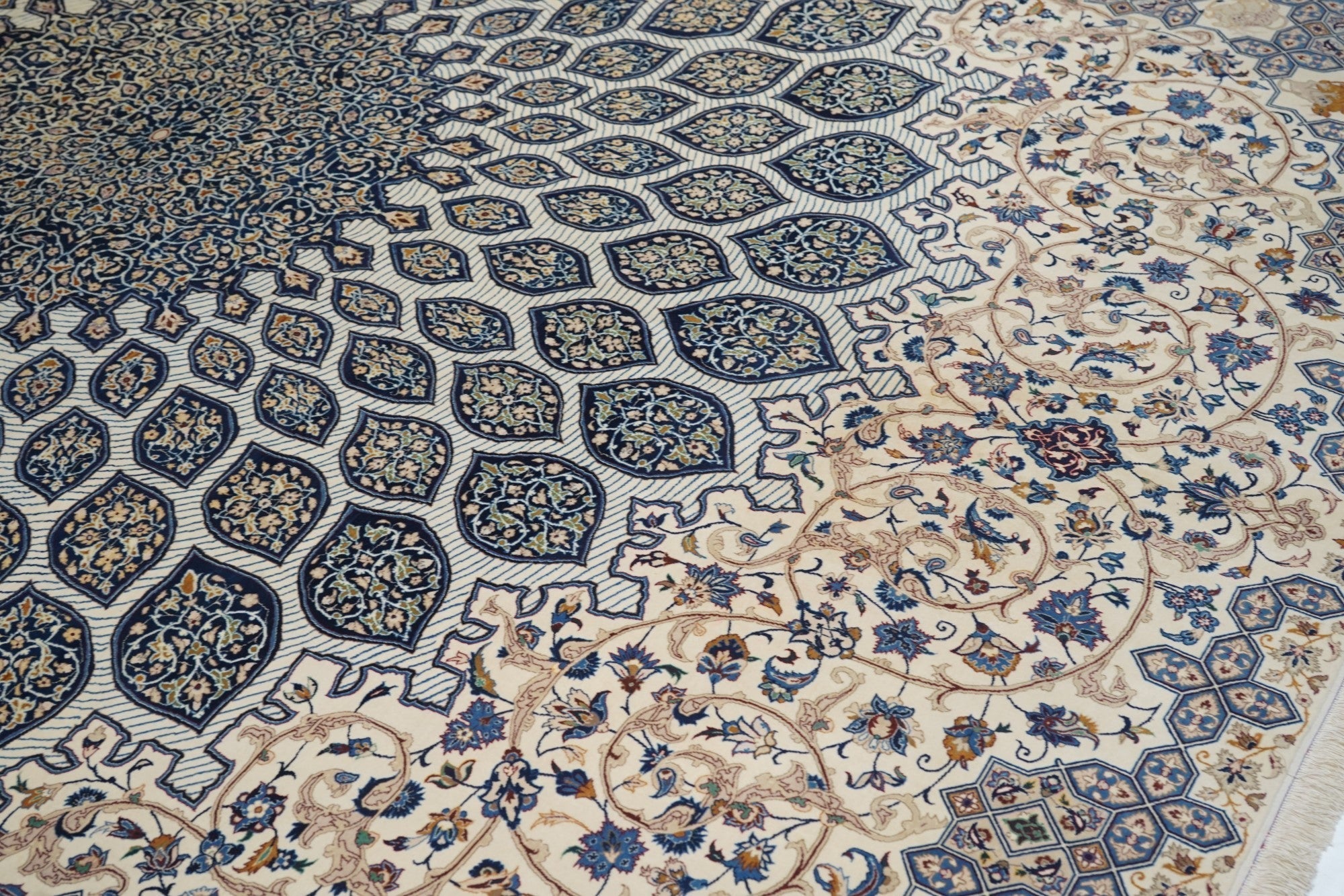 Extremely Fine  Isfahan Wool and Silk Rug 7'4'' x 11'4''