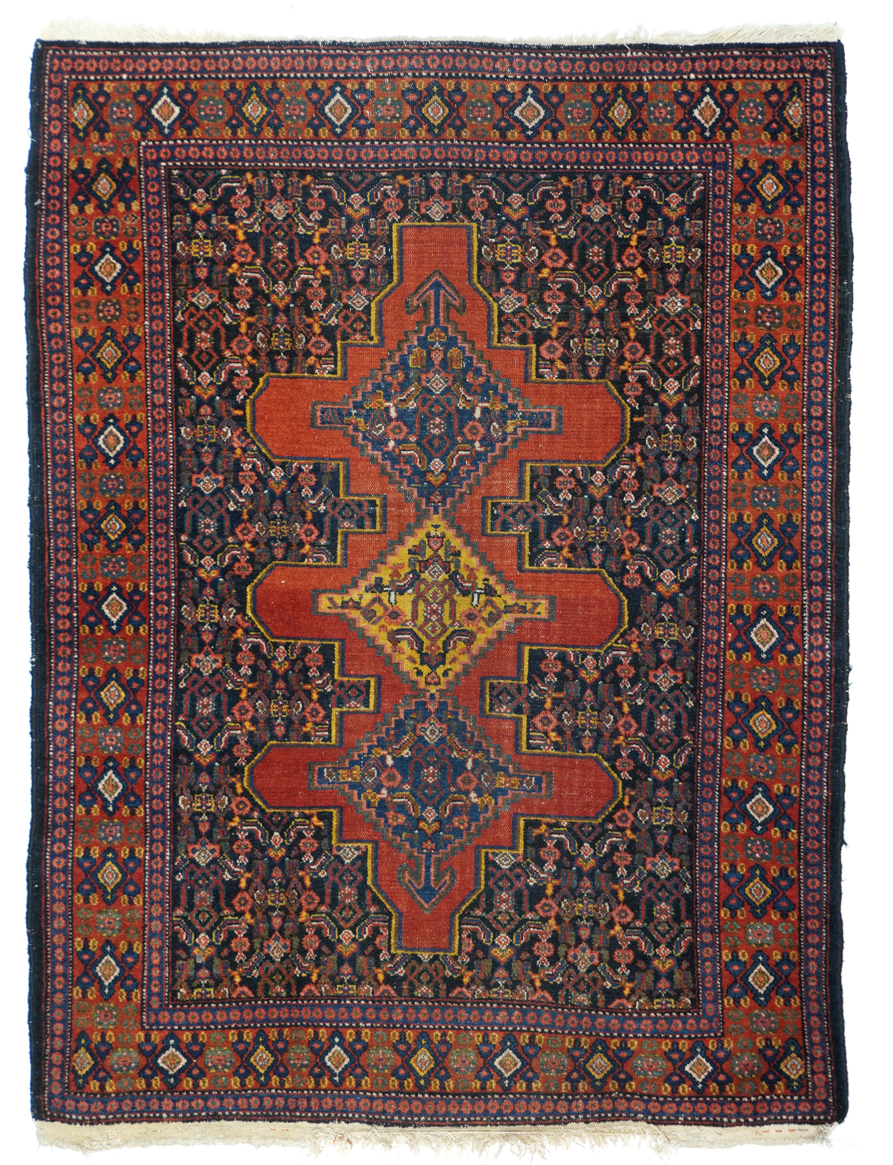 Antique  Senneh Rug 3'7" x 4' 10"