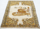 Antique  Tabriz Lion Wool Rug 3'7'' x 4'8''