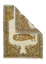 Antique  Tabriz Lion Wool Rug 3'7'' x 4'8''