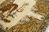 Antique  Tabriz Lion Wool Rug 3'7'' x 4'8''