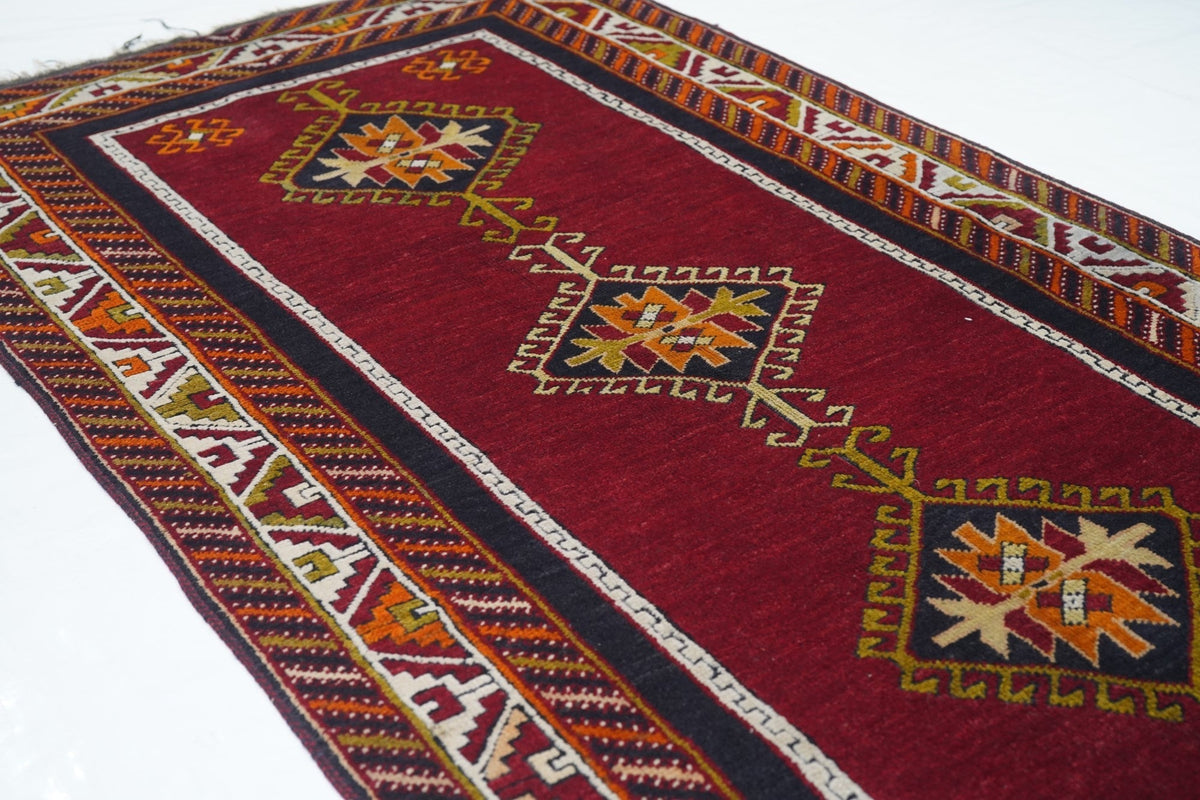Fine Antique Turkish Tribal Wool Rug 3'3'' x 6'3''
